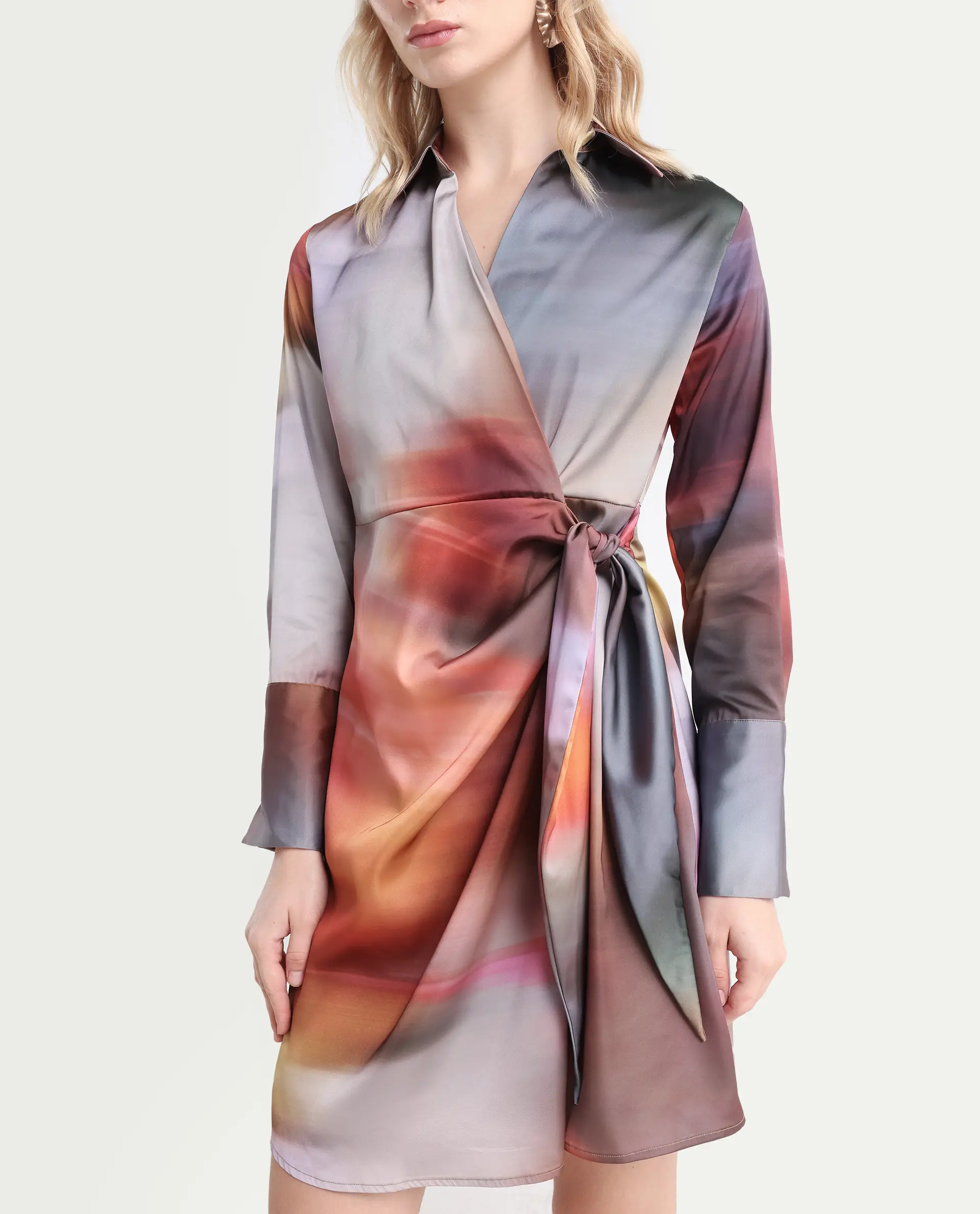 Rareism Women's Jengo Multi Polyester Johnny Collar Straight Fit Dress - Image 4