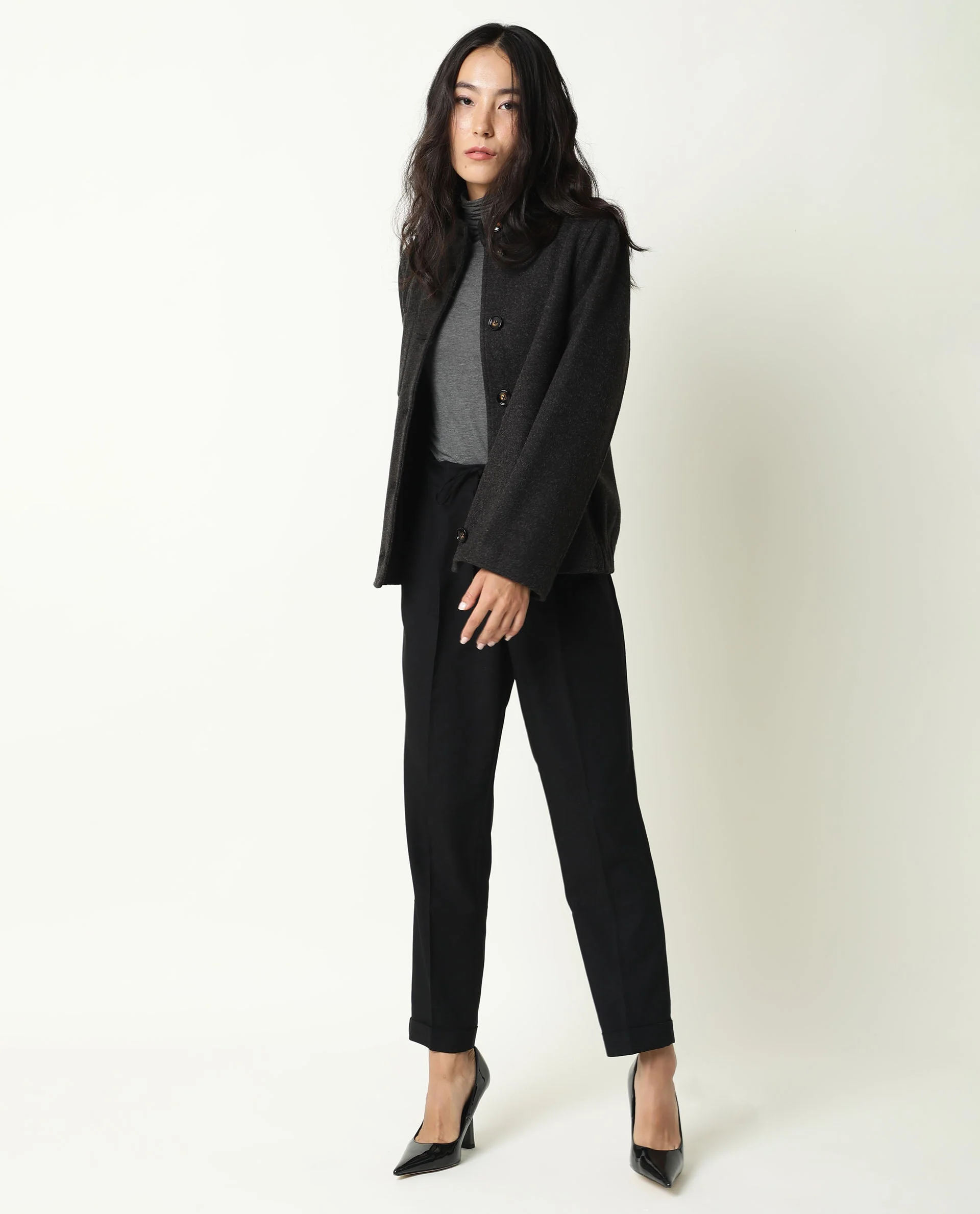 Rareism Women's Jeremiah Black Polyester Blend Plain Ankle Length Tailored Trouser - Image 2