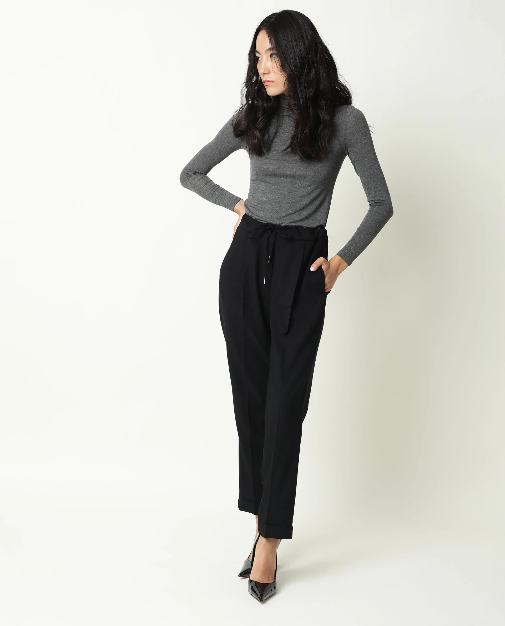 Rareism Women's Jeremiah Black Polyester Blend Plain Ankle Length Tailored Trouser - Image 8