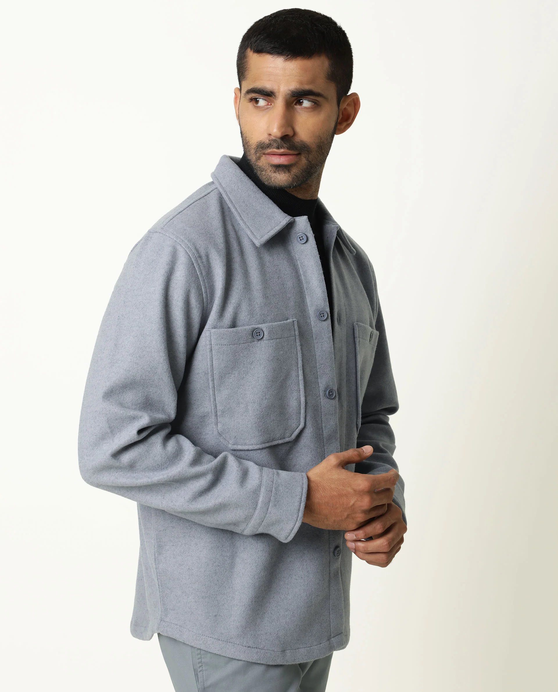 Rare Rabbit Men's Jerome Blue Plain Regular Fit Full Sleeve Jacket - Image 2