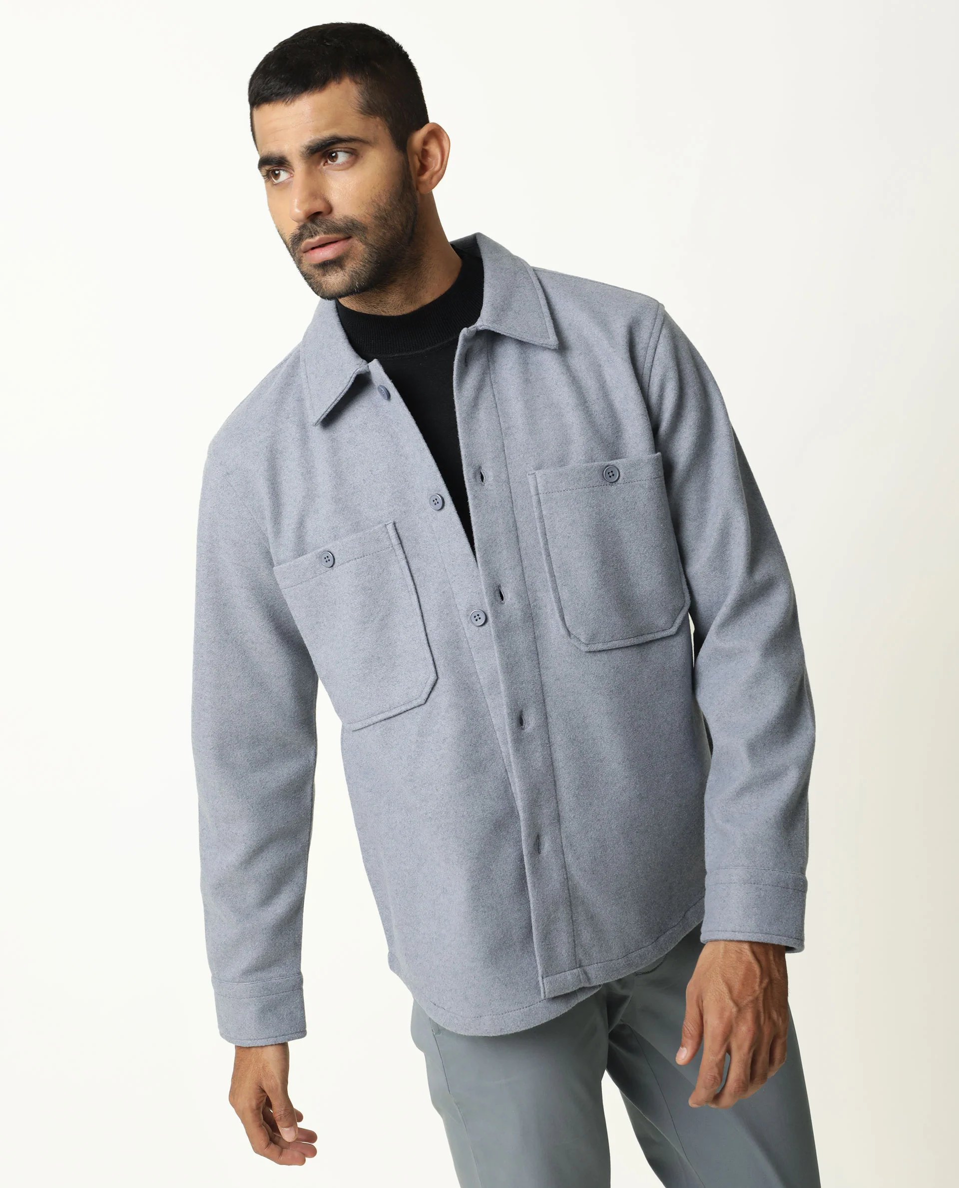 Rare Rabbit Men's Jerome Blue Plain Regular Fit Full Sleeve Jacket - Image 5