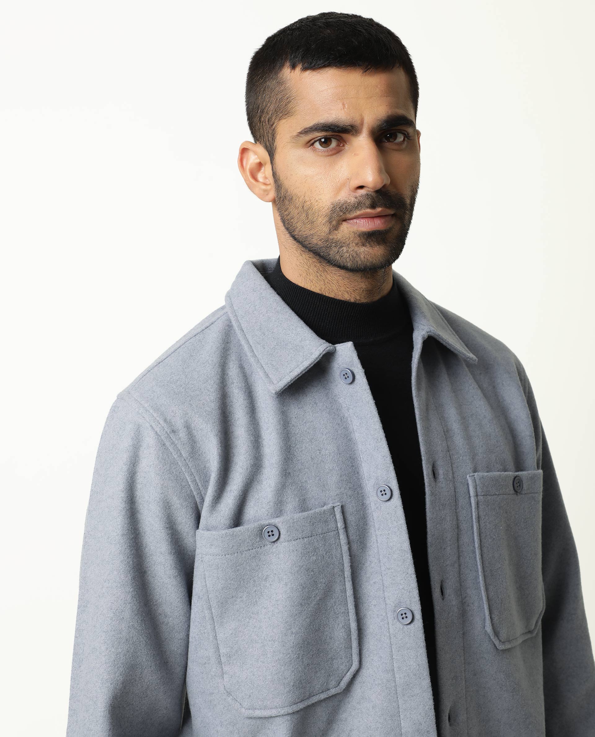 Rare Rabbit Men's Jerome Blue Plain Regular Fit Full Sleeve Jacket - Image 6