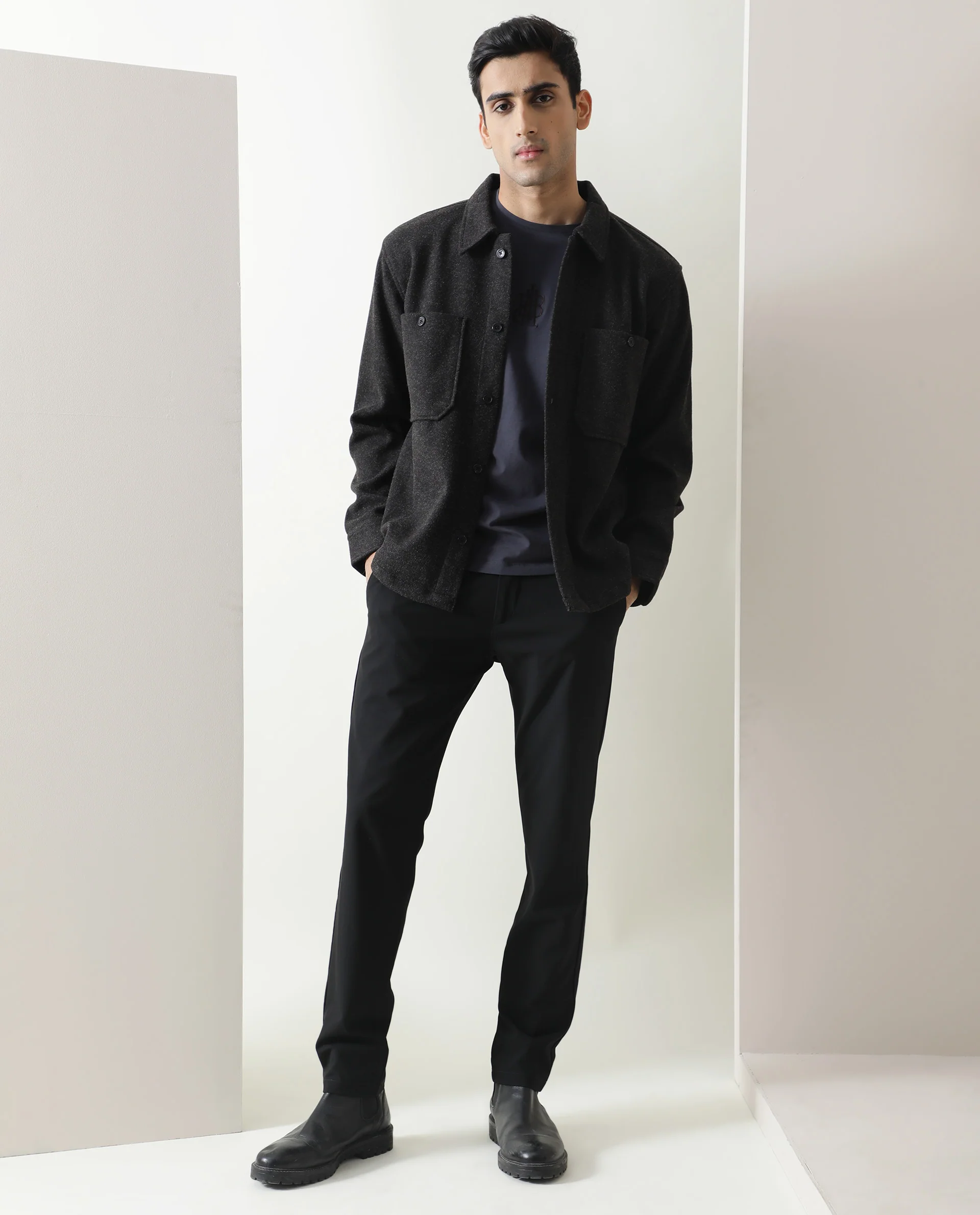 Rare Rabbit Men's Jerome Grey Regular Fit Full Sleeve Jacket - Image 3