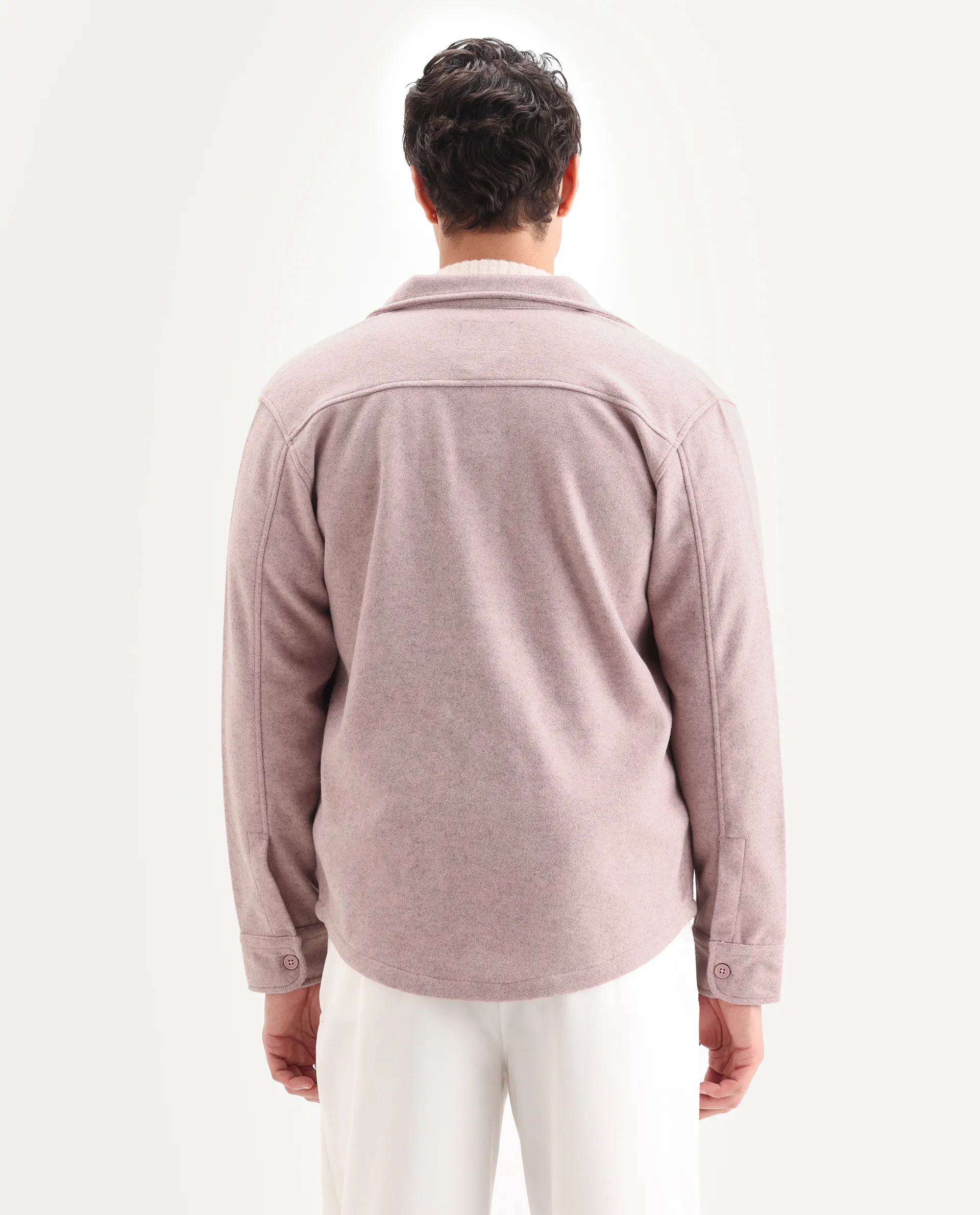 Rare Rabbit Men's Jerome Pink Plain Regular Fit Full Sleeve Collared Jacket - Image 6