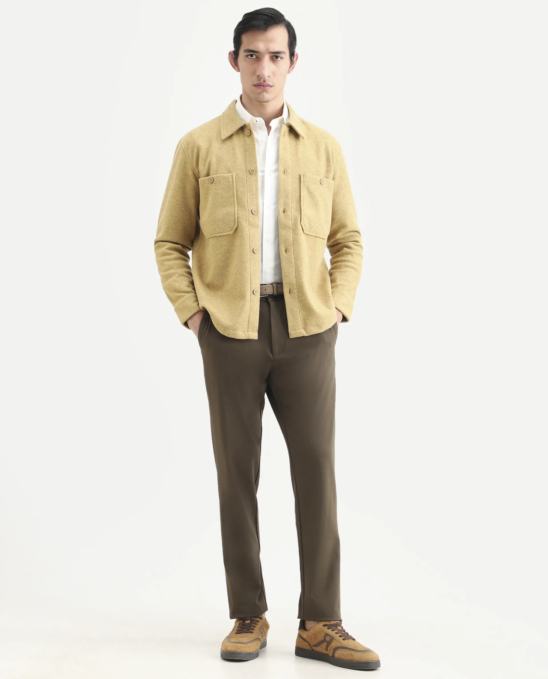 Rare Rabbit Men's Jerome Yellow Cotton Plain Regular Fit Full Sleeve Spread Collar Jacket - Image 2