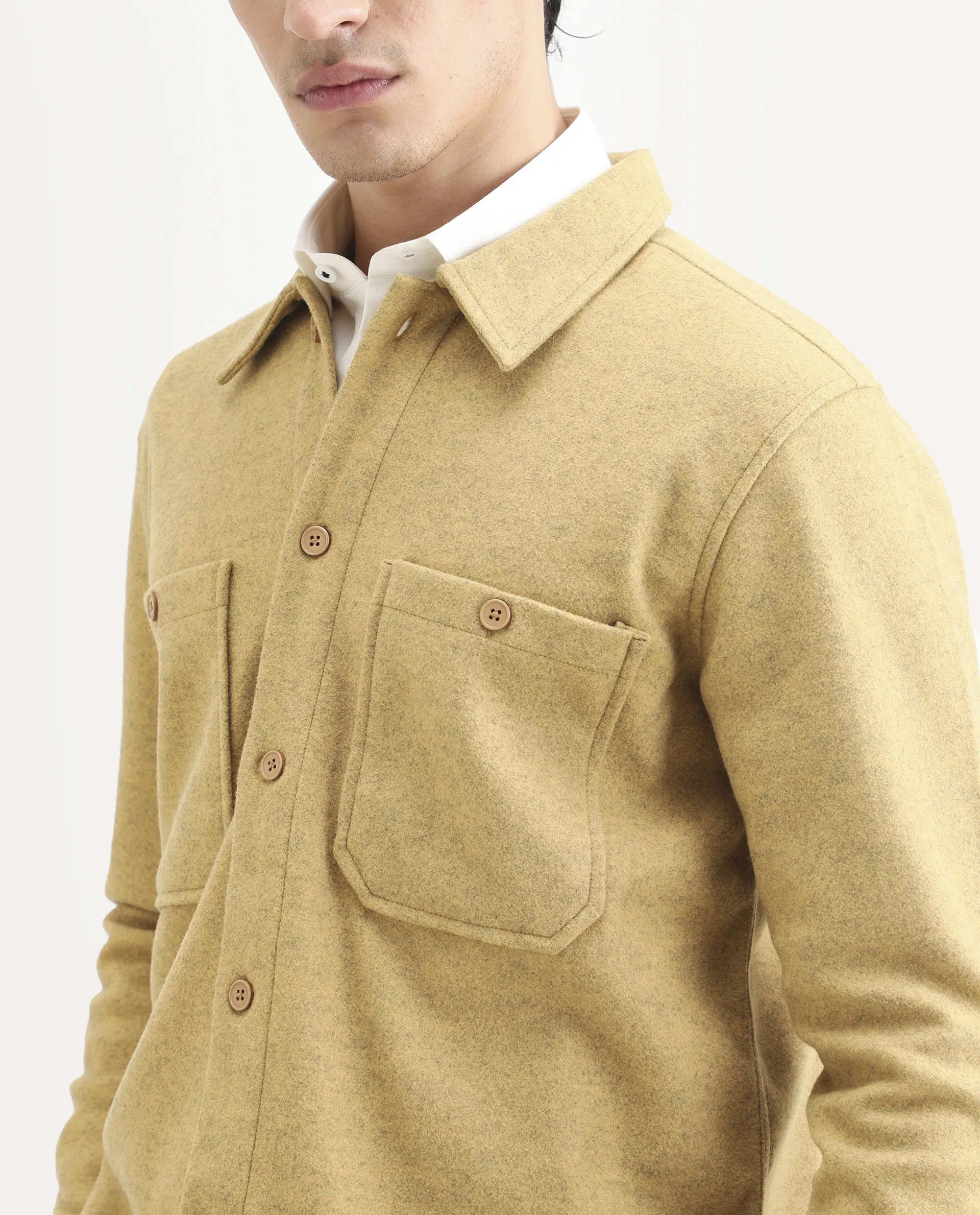 Rare Rabbit Men's Jerome Yellow Cotton Plain Regular Fit Full Sleeve Spread Collar Jacket - Image 4
