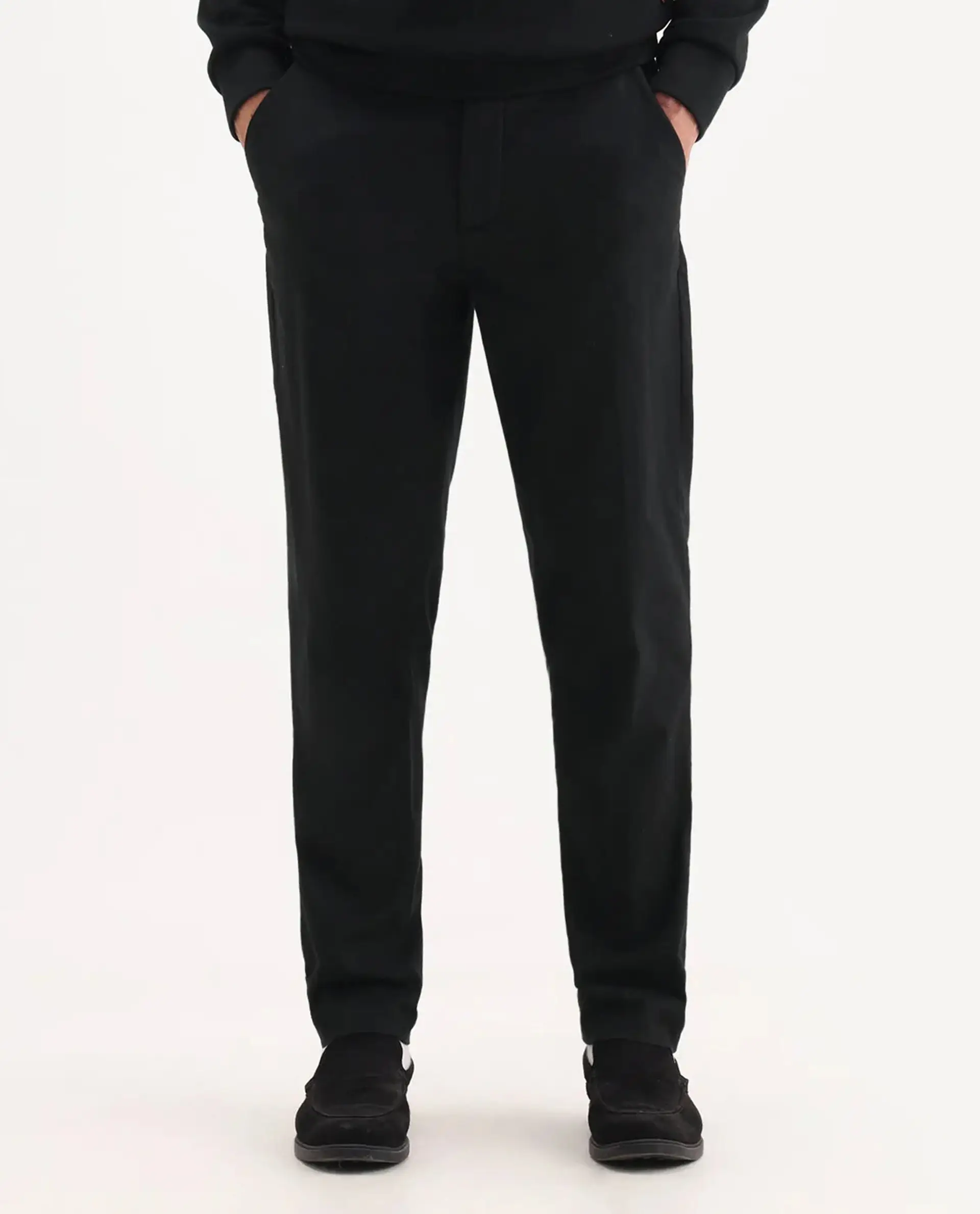 Rare Rabbit Men's Jes Black Cotton Blend Jacquard Relaxed Fit Trouser - Image 10