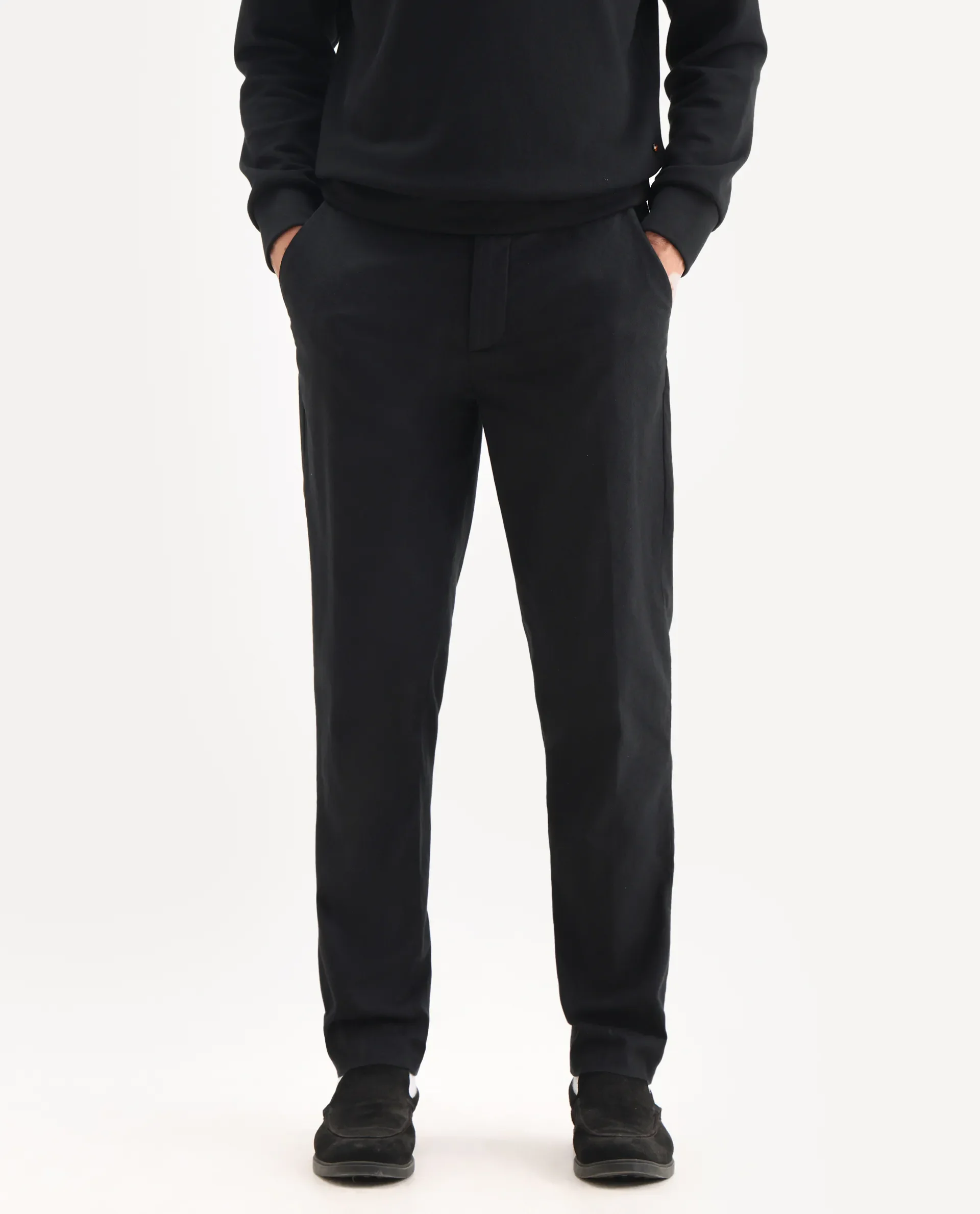 Rare Rabbit Men's Jes Black Cotton Blend Jacquard Relaxed Fit Trouser - Image 2