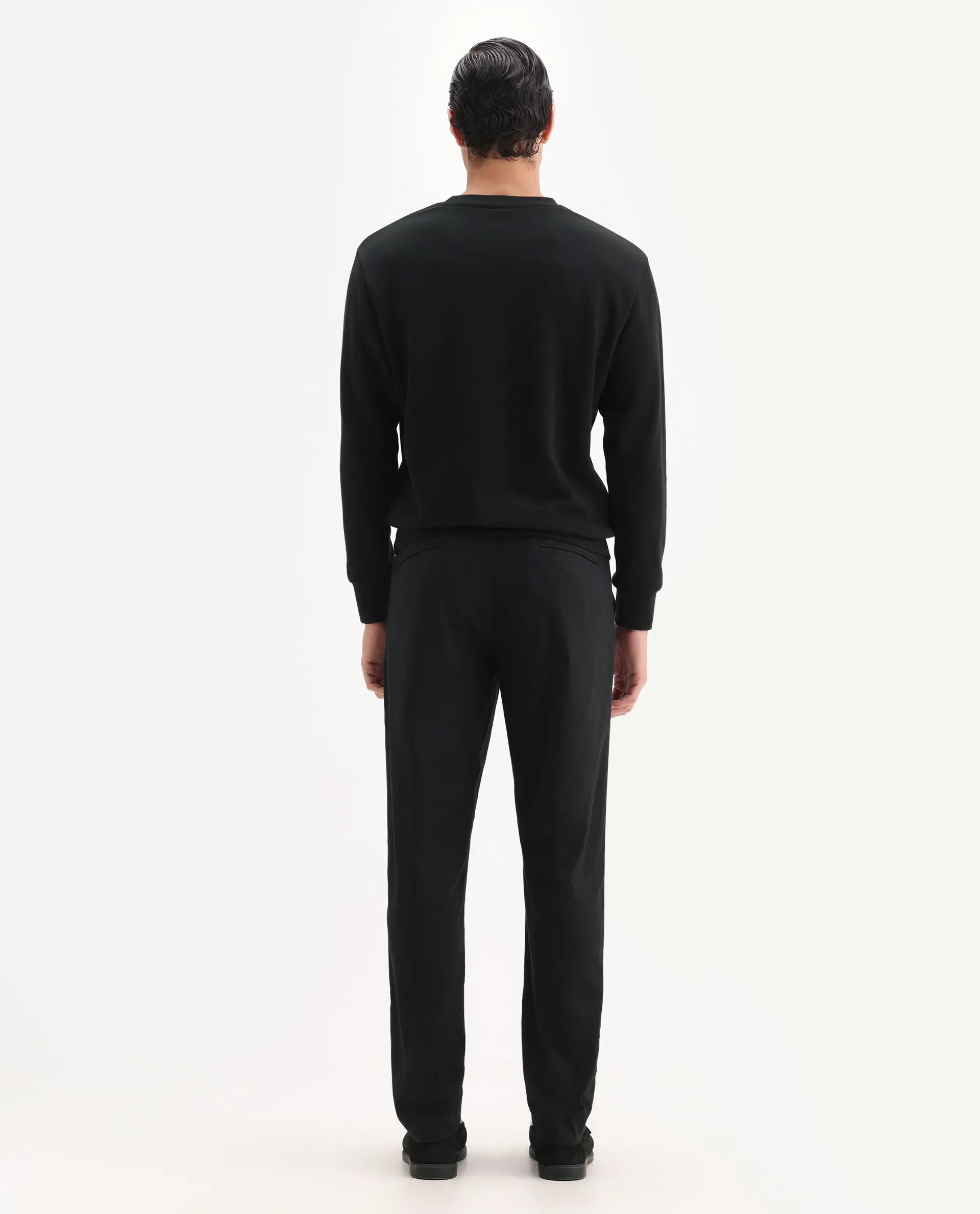 Rare Rabbit Men's Jes Black Cotton Blend Jacquard Relaxed Fit Trouser - Image 9