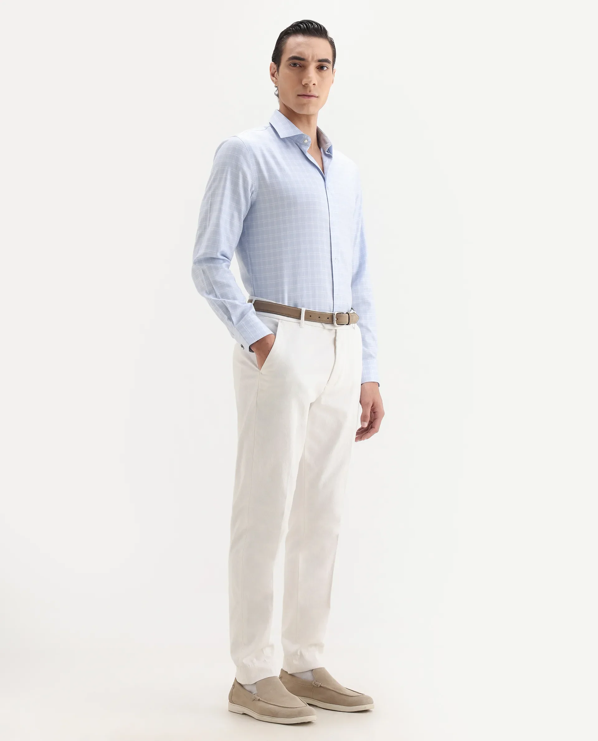 Rare Rabbit Men's Jes Off White Cotton Blend Jacquard Relaxed Fit Trouser - Image 3