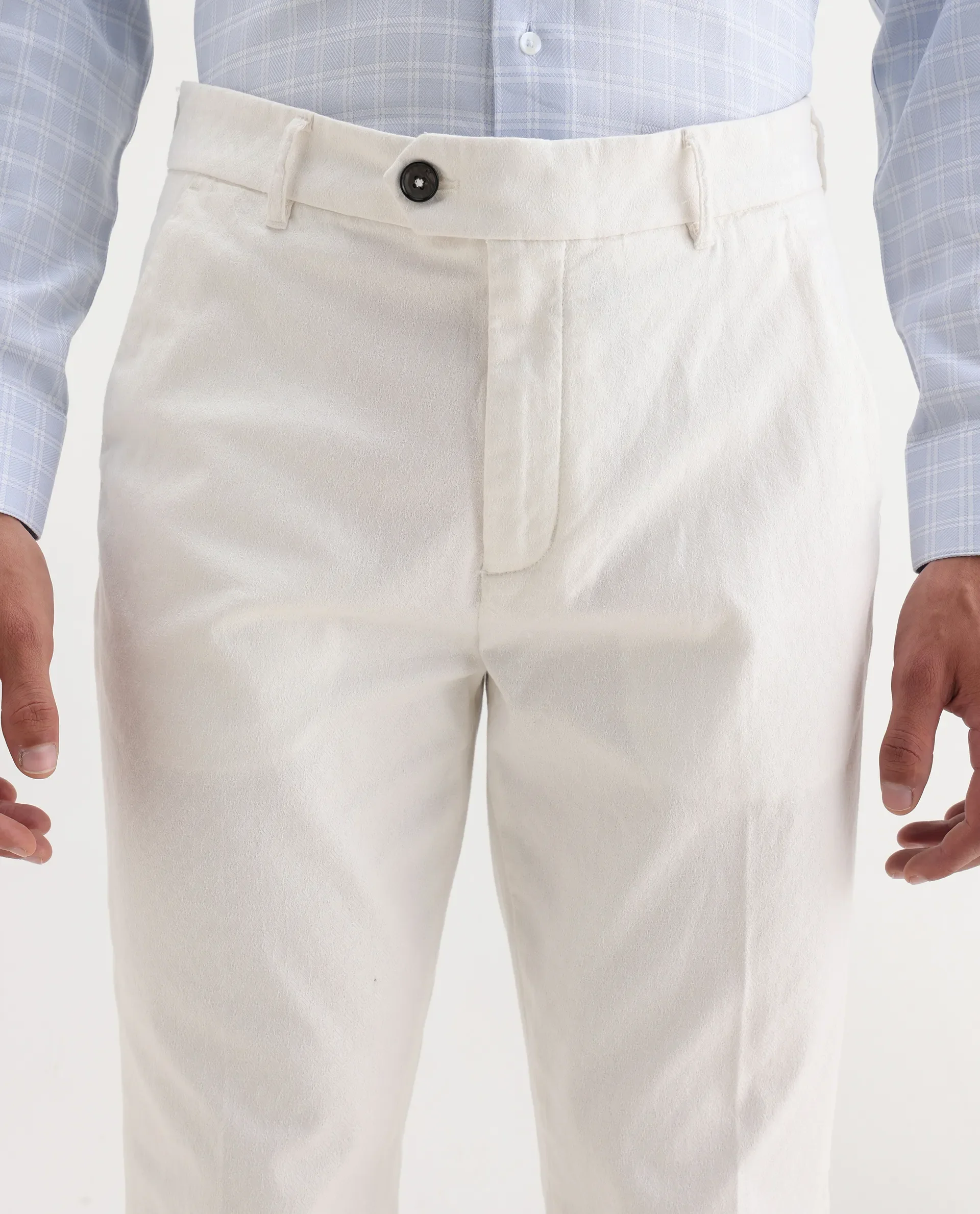 Rare Rabbit Men's Jes Off White Cotton Blend Jacquard Relaxed Fit Trouser - Image 6