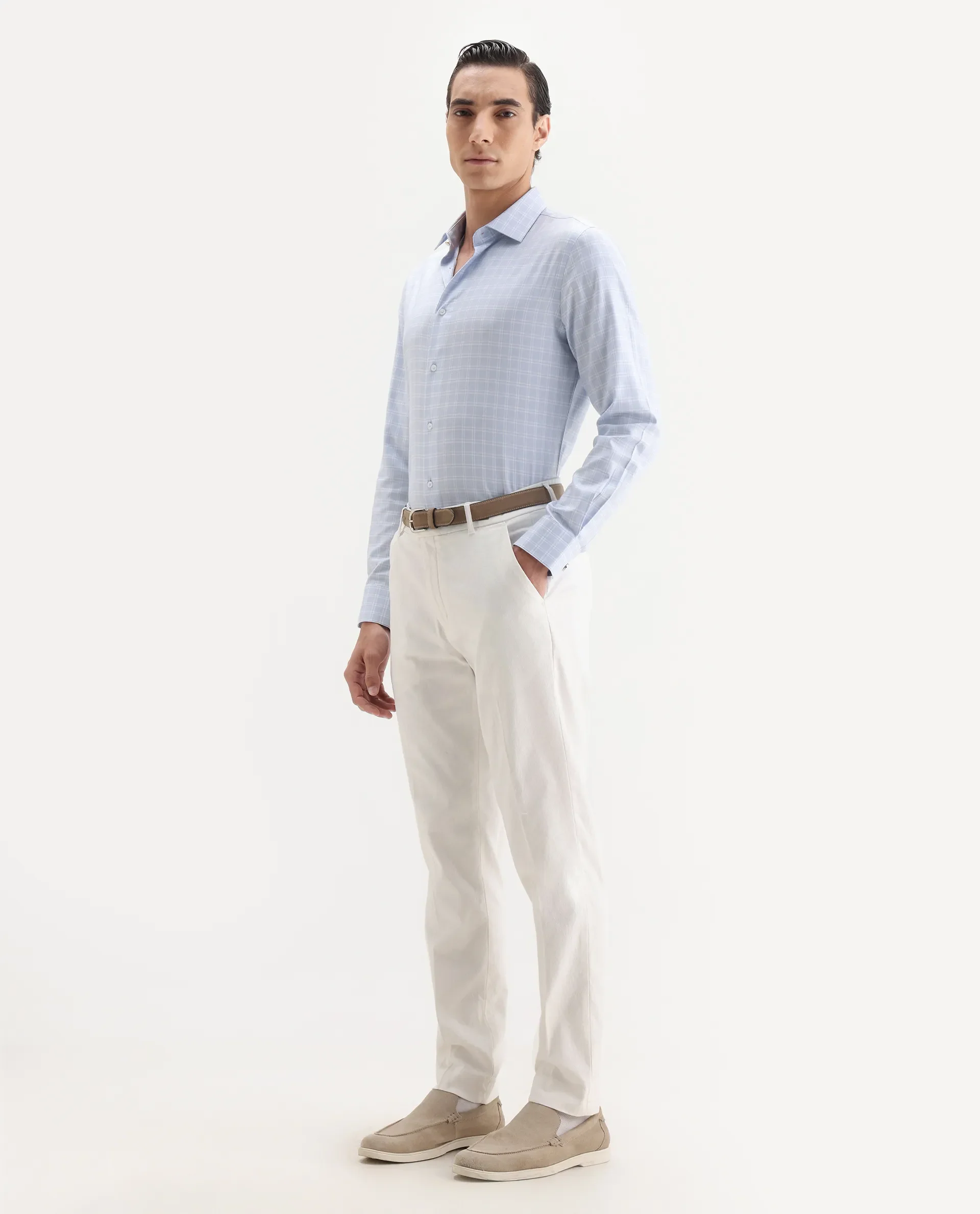 Rare Rabbit Men's Jes Off White Cotton Blend Jacquard Relaxed Fit Trouser - Image 7