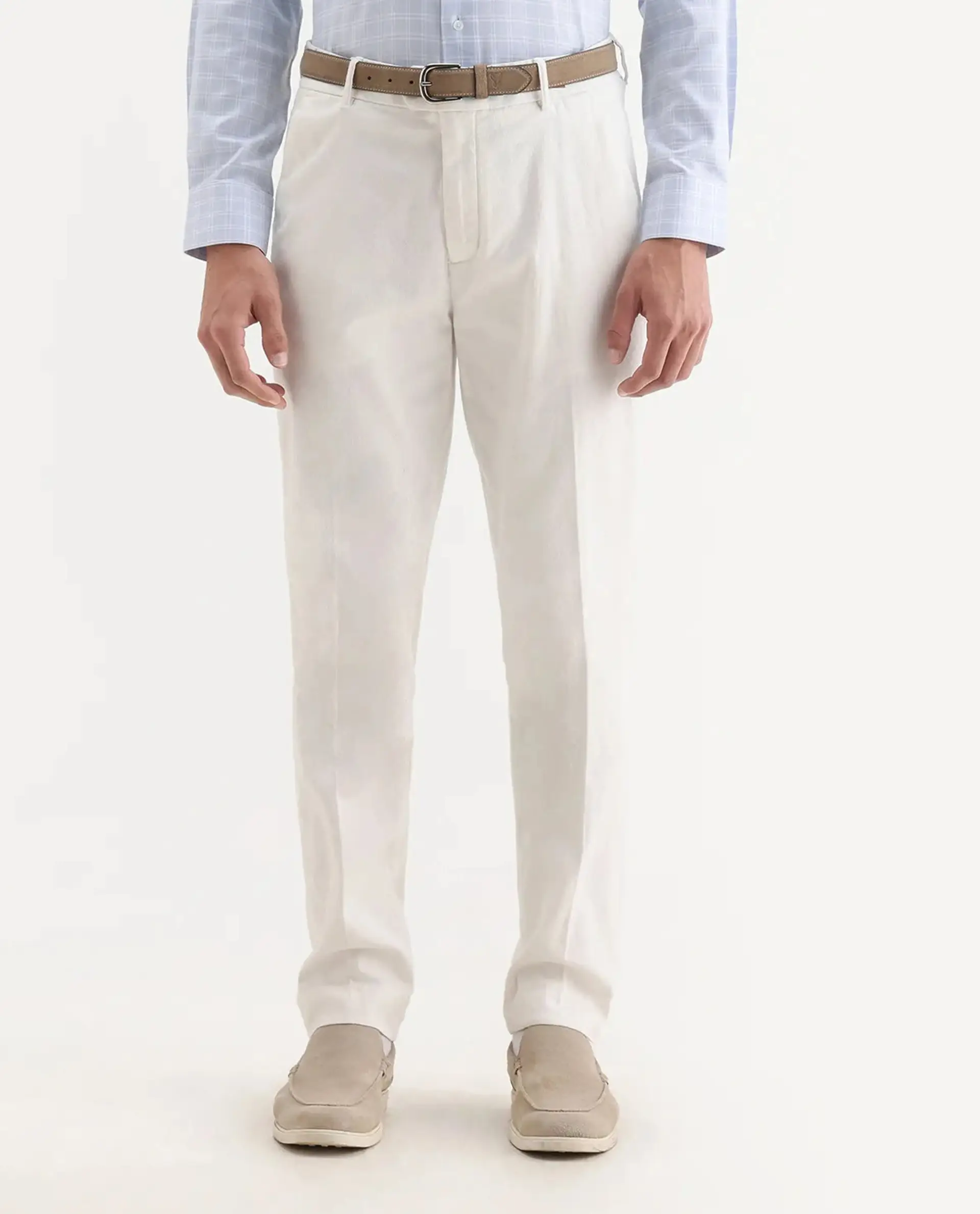 Rare Rabbit Men's Jes Off White Cotton Blend Jacquard Relaxed Fit Trouser - Image 8