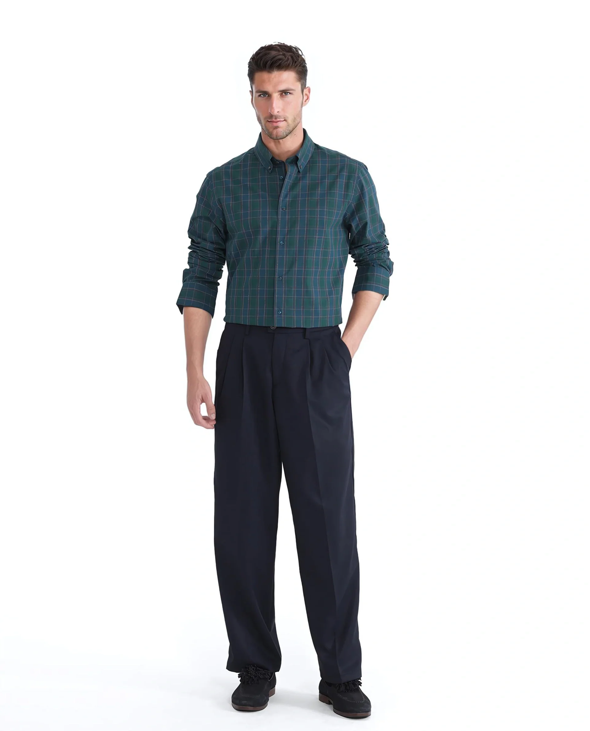 Rare Rabbit Men's Jessen Blue Checked Print Regular Fit Full Sleeve Collared Shirt - Image 3