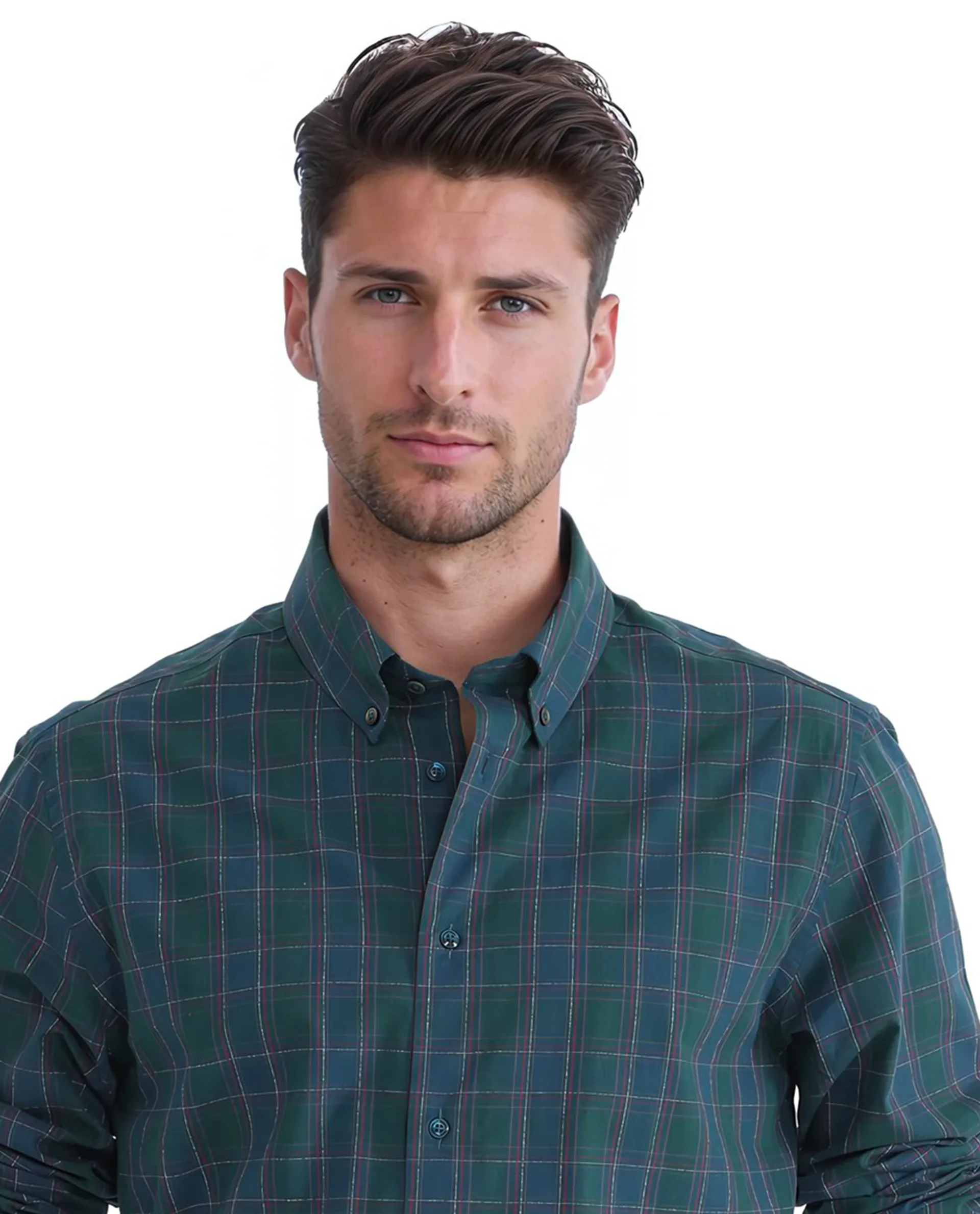 Rare Rabbit Men's Jessen Blue Checked Print Regular Fit Full Sleeve Collared Shirt - Image 7