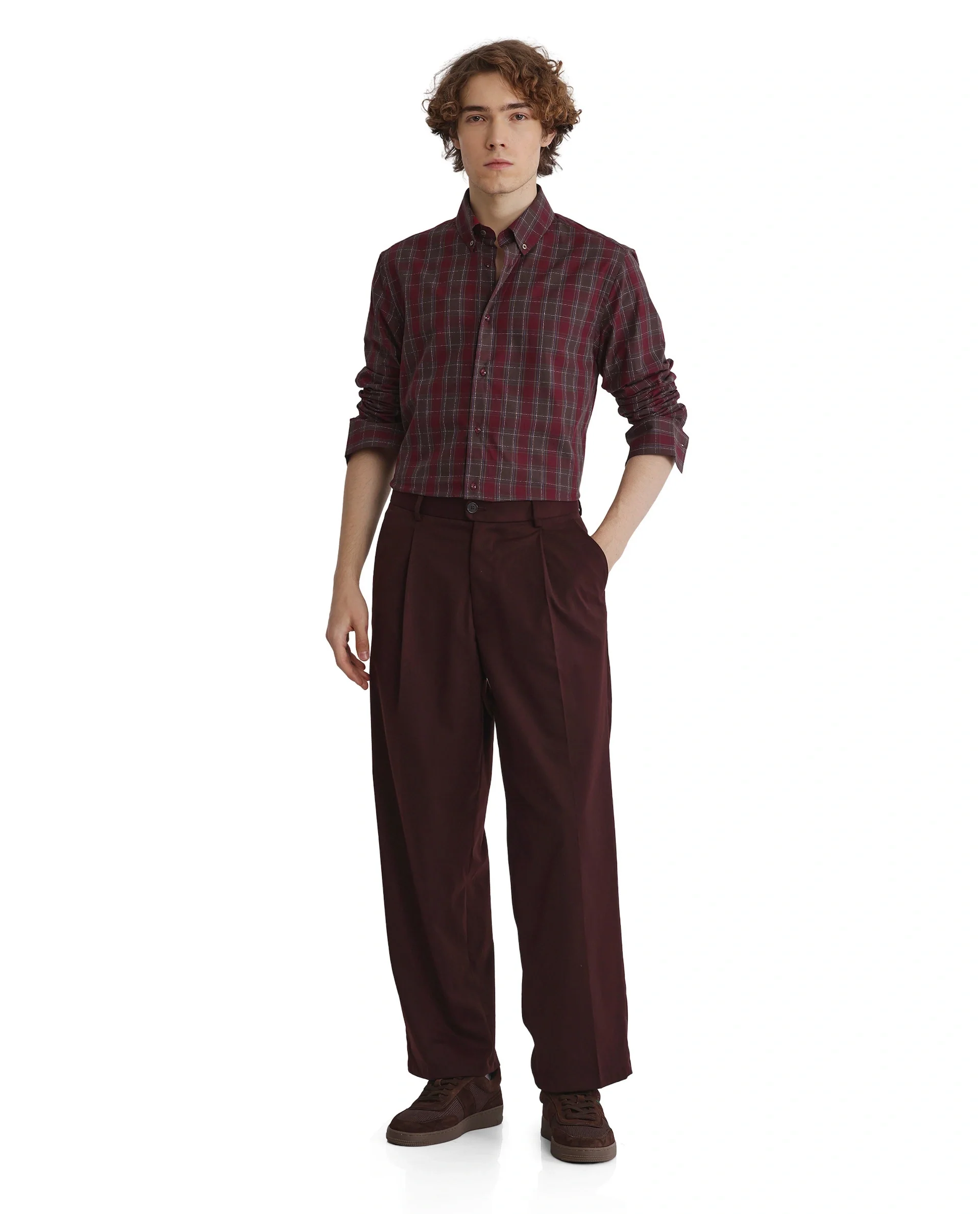 Rare Rabbit Men's Jessen Red Checked Print Regular Fit Full Sleeve Collared Shirt - Image 3