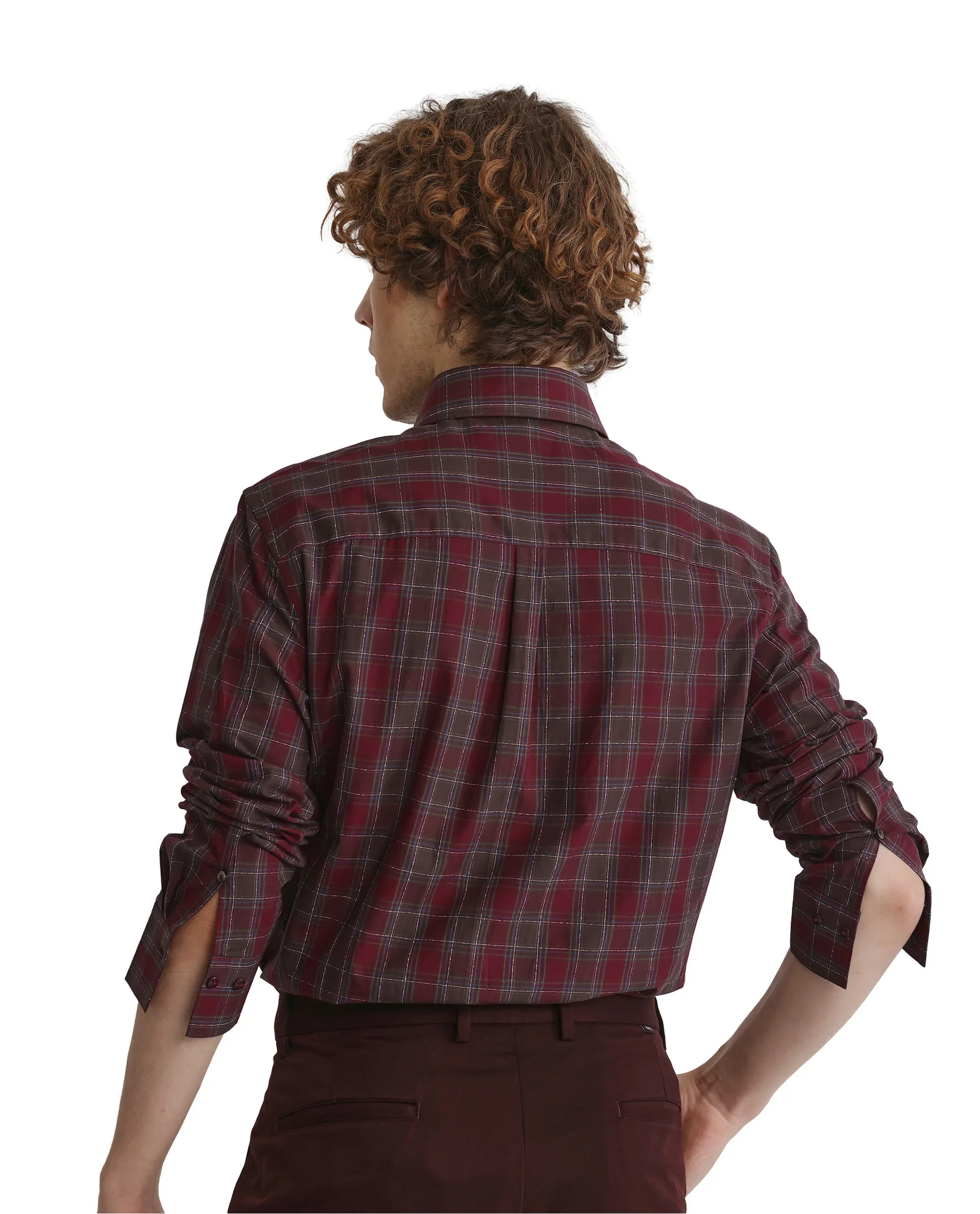 Rare Rabbit Men's Jessen Red Checked Print Regular Fit Full Sleeve Collared Shirt - Image 5