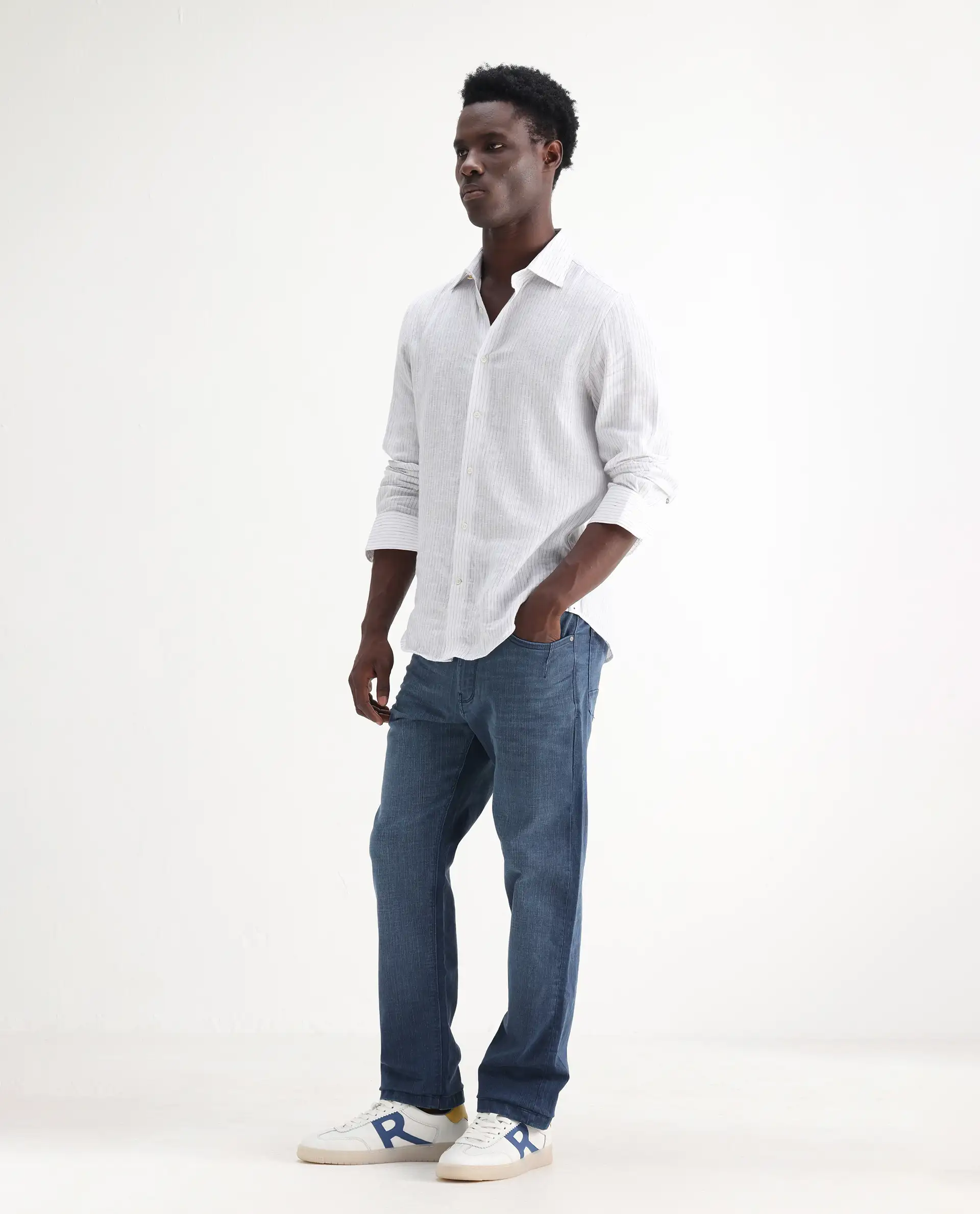 Rare Rabbit Men's Jett Light Blue Cotton Blend Plain Morris Regular Fit Jeans - Image 3