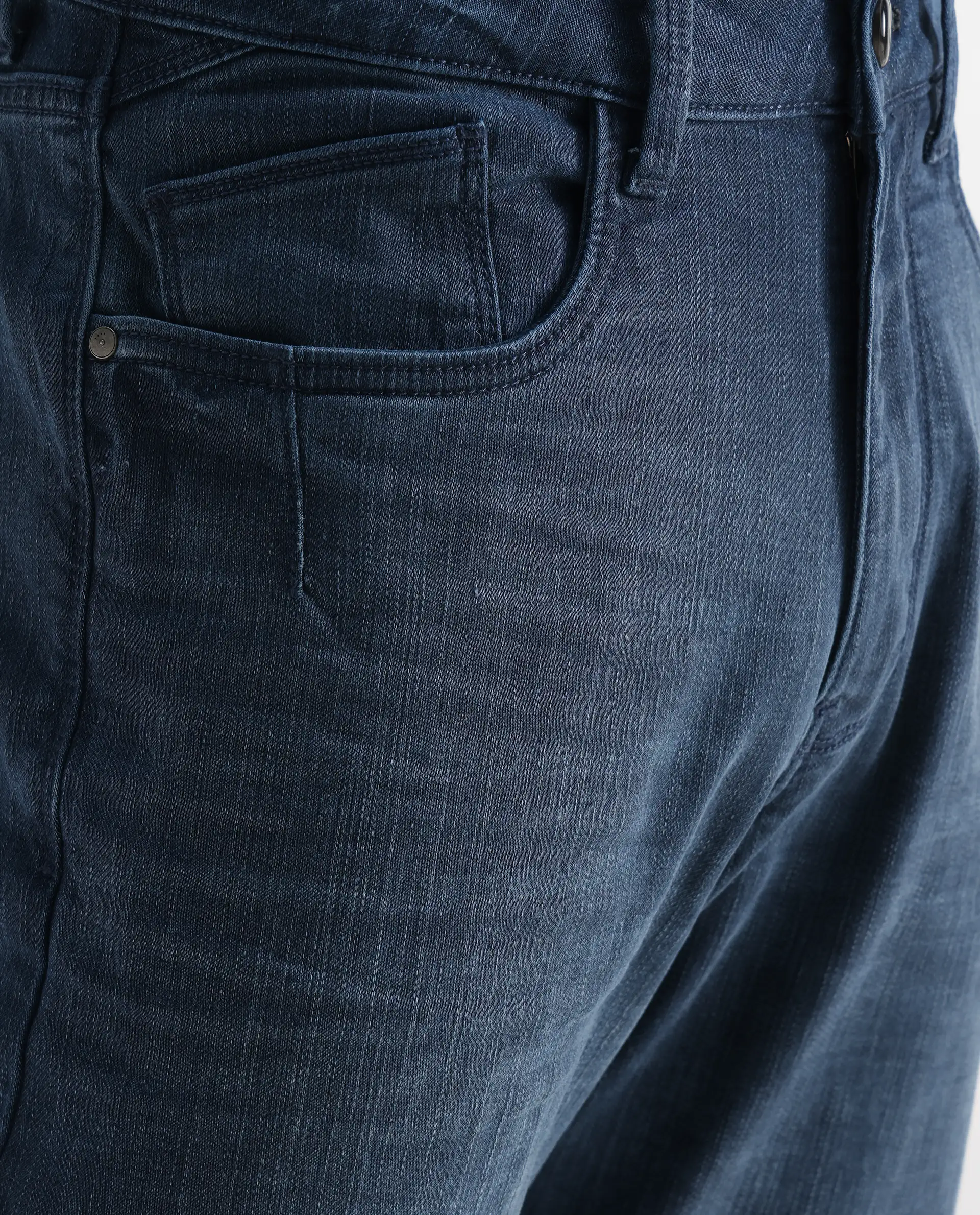 Rare Rabbit Men's Jett Light Blue Cotton Blend Plain Morris Regular Fit Jeans - Image 6