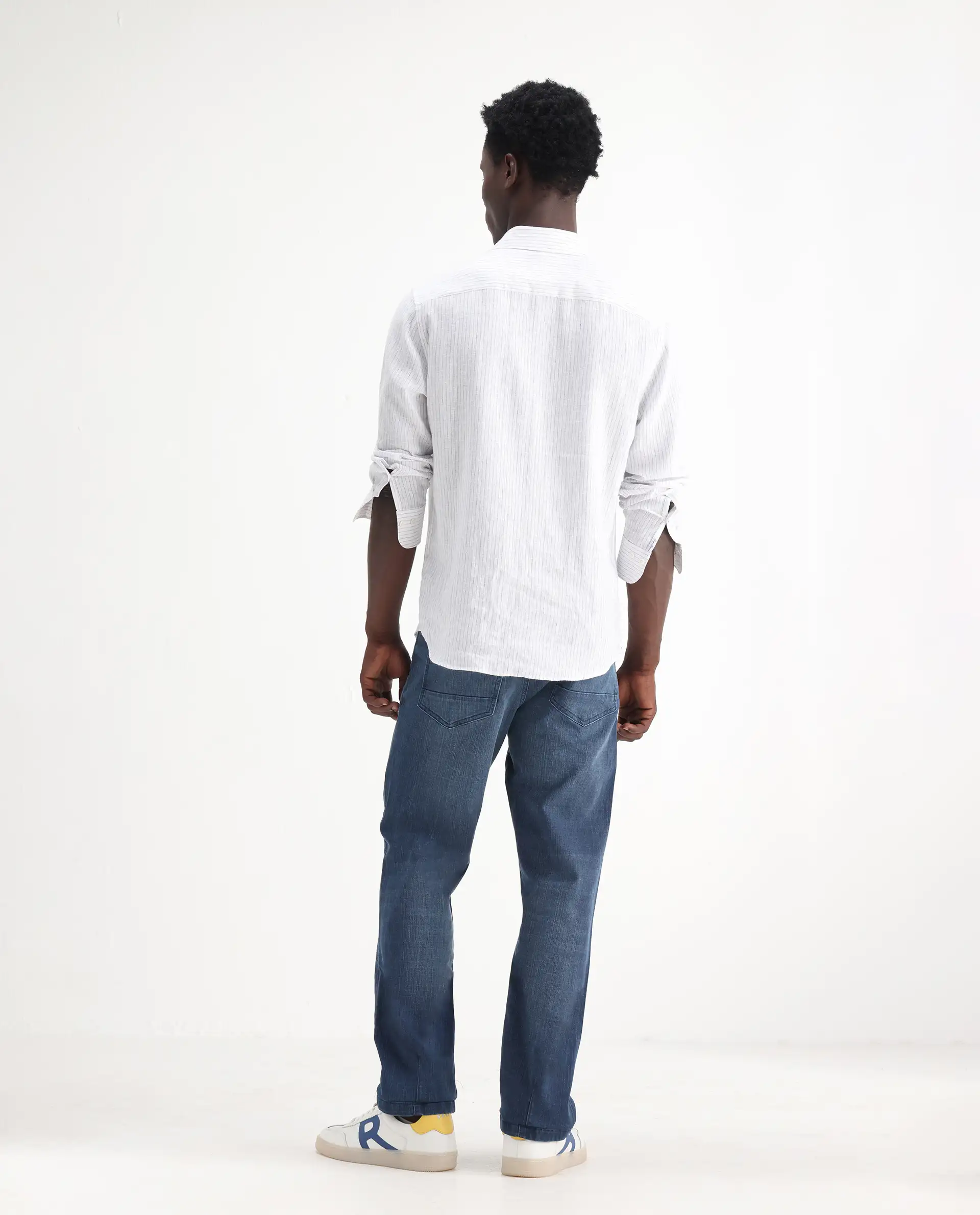 Rare Rabbit Men's Jett Light Blue Cotton Blend Plain Morris Regular Fit Jeans - Image 9