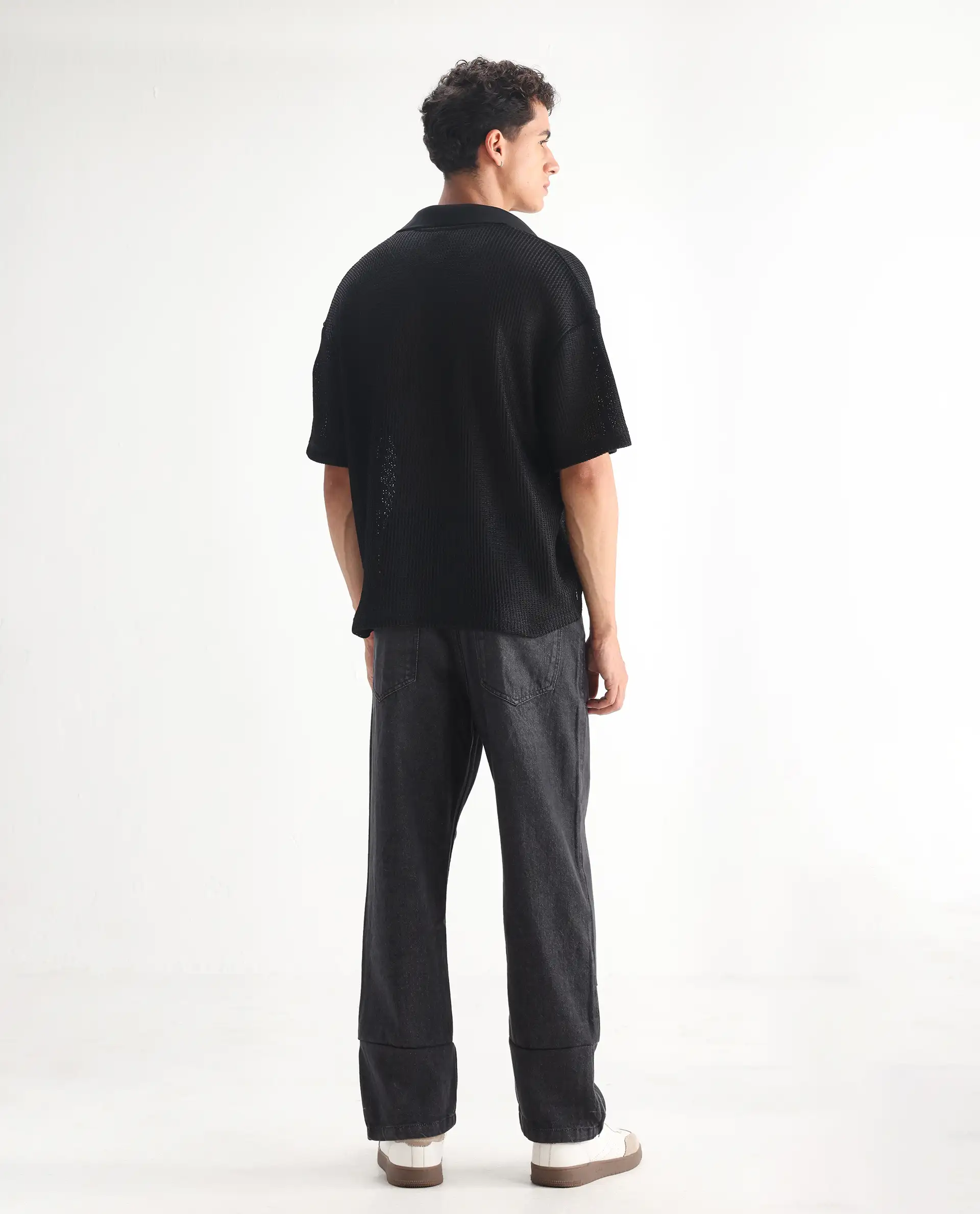 Rare Rabbit Men's Jettor Dark Grey Cotton Plain Relaxed Fit Jeans - Image 3