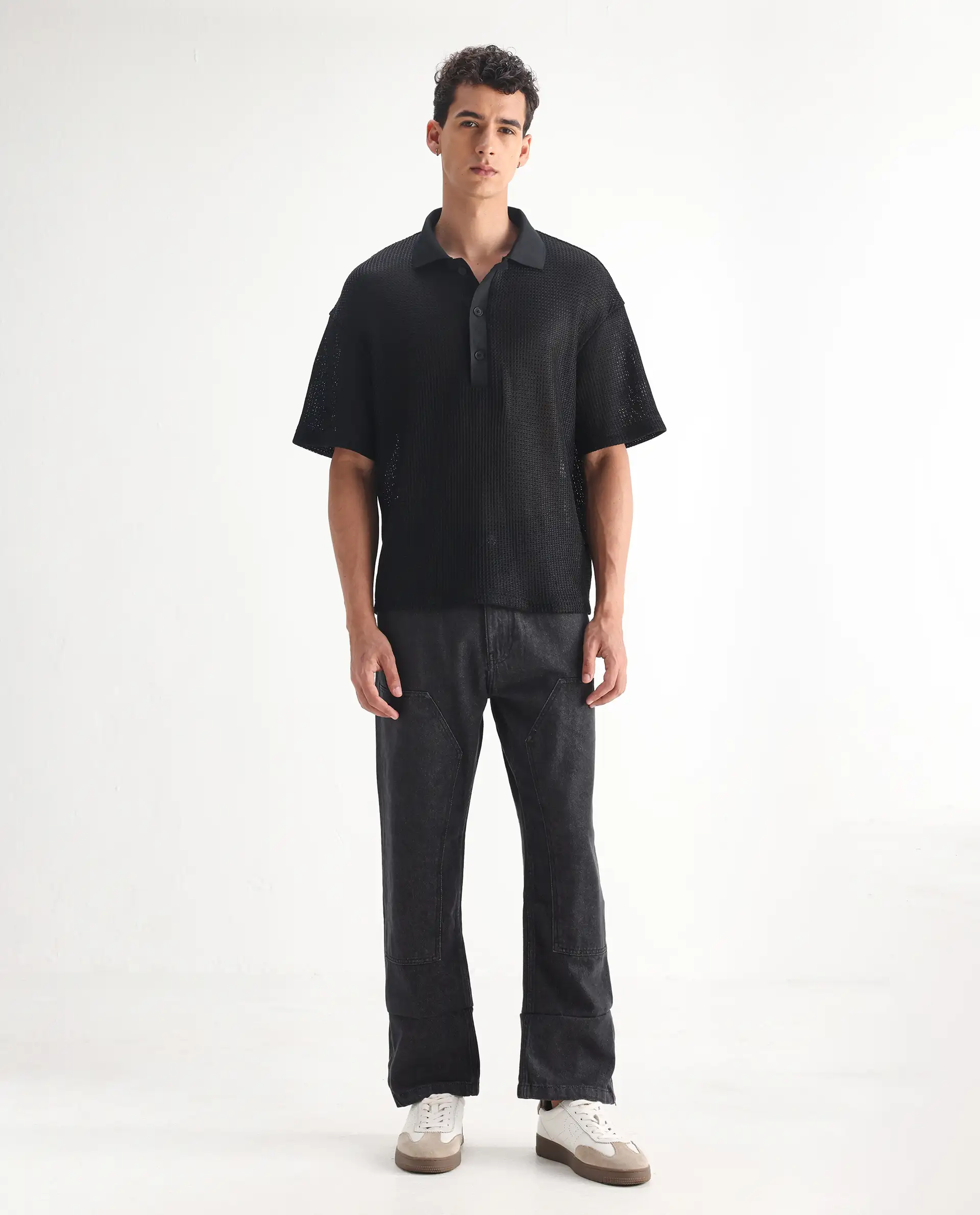 Rare Rabbit Men's Jettor Dark Grey Cotton Plain Relaxed Fit Jeans - Image 5