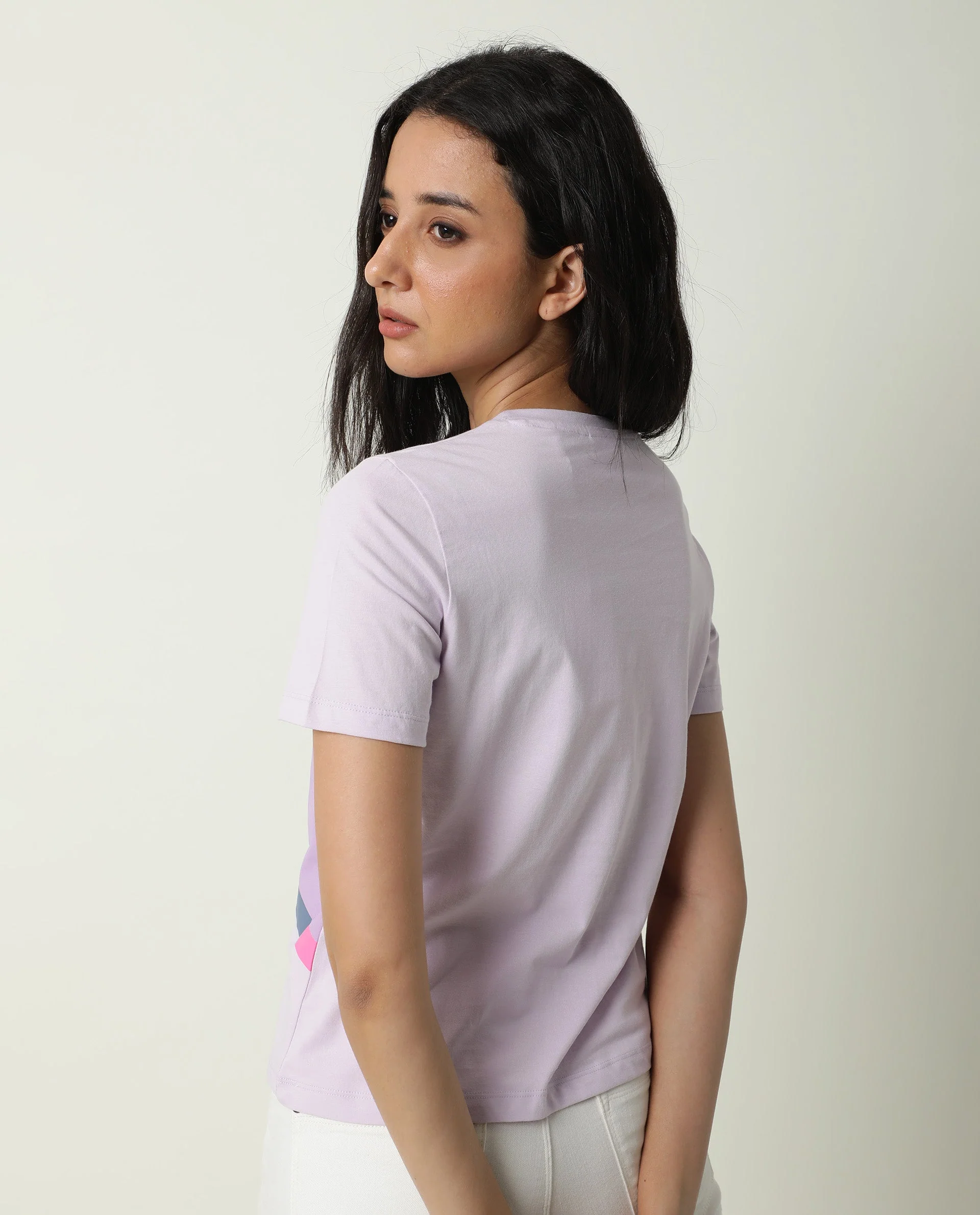 Rareism Women's Jeweli Pink Cotton Crew Neck Graphic Print Regular Fit T-Shirt - Image 11