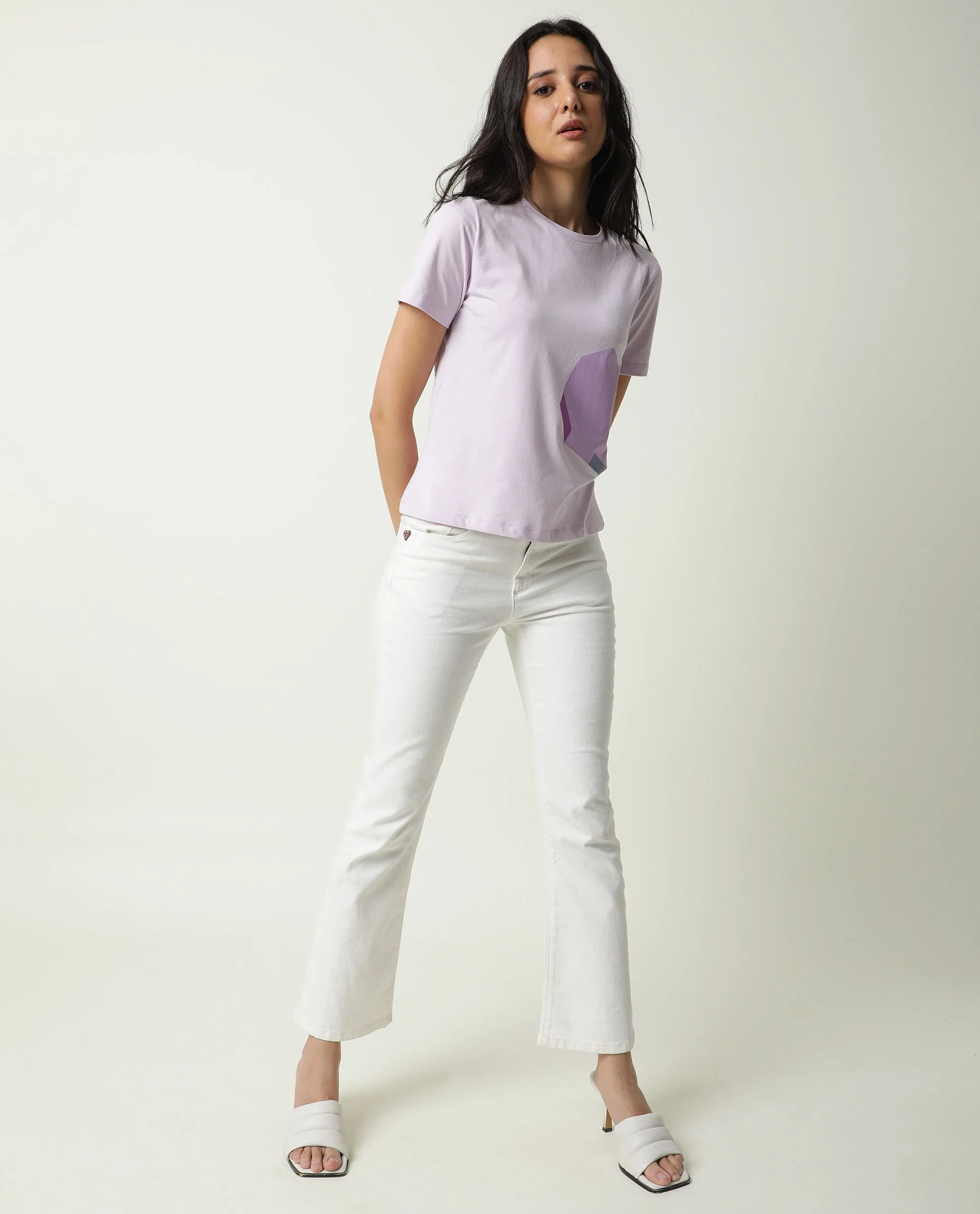 Rareism Women's Jeweli Pink Cotton Crew Neck Graphic Print Regular Fit T-Shirt - Image 3
