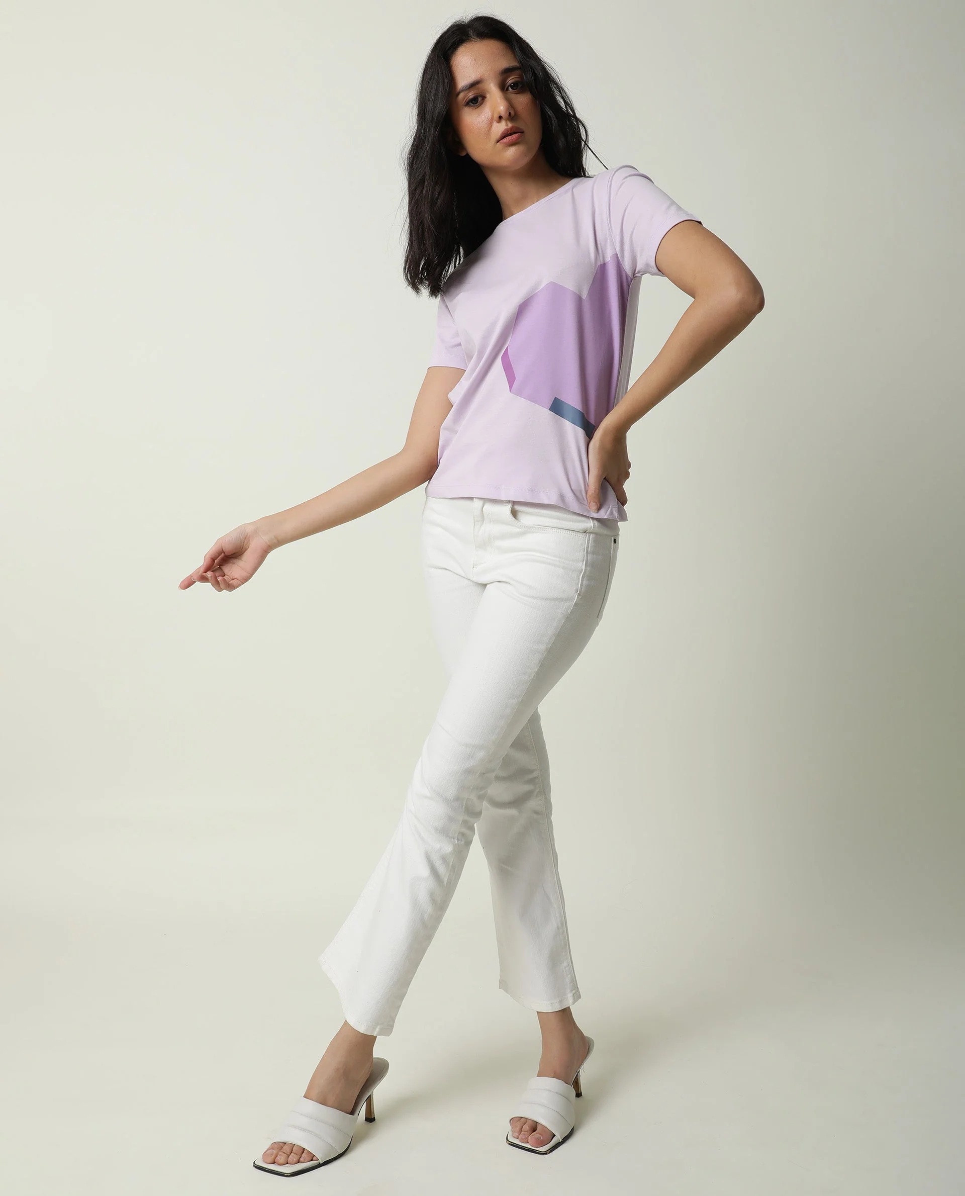 Rareism Women's Jeweli Pink Cotton Crew Neck Graphic Print Regular Fit T-Shirt - Image 5