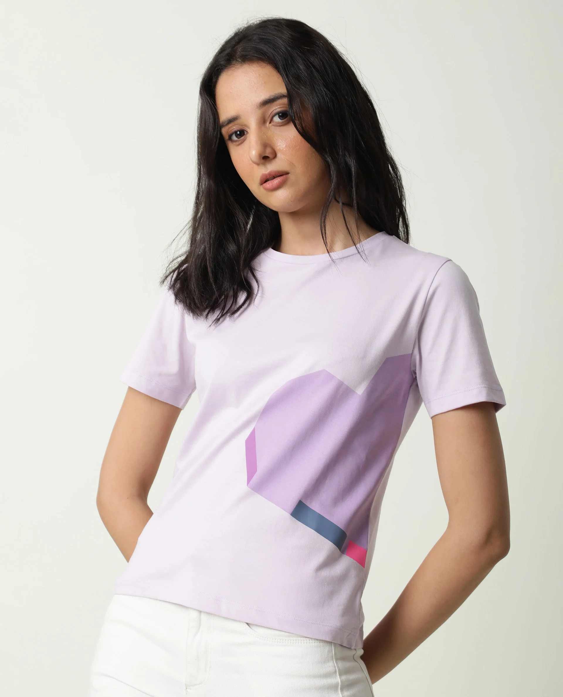 Rareism Women's Jeweli Pink Cotton Crew Neck Graphic Print Regular Fit T-Shirt - Image 7