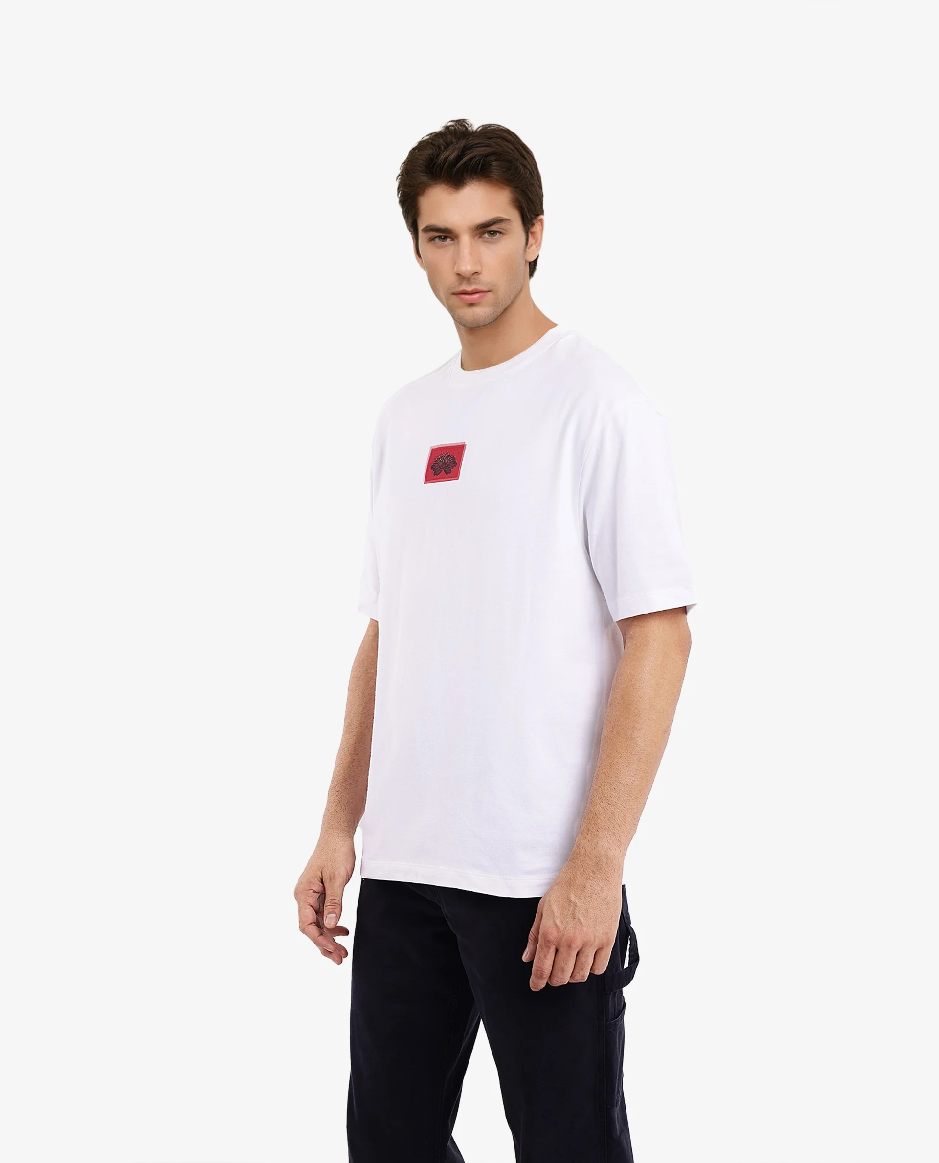 Rare Rabbit Men's Jika White Cotton Graphic Print Oversized Fit Half Sleeve Crew Neck T-Shirt - Image 10