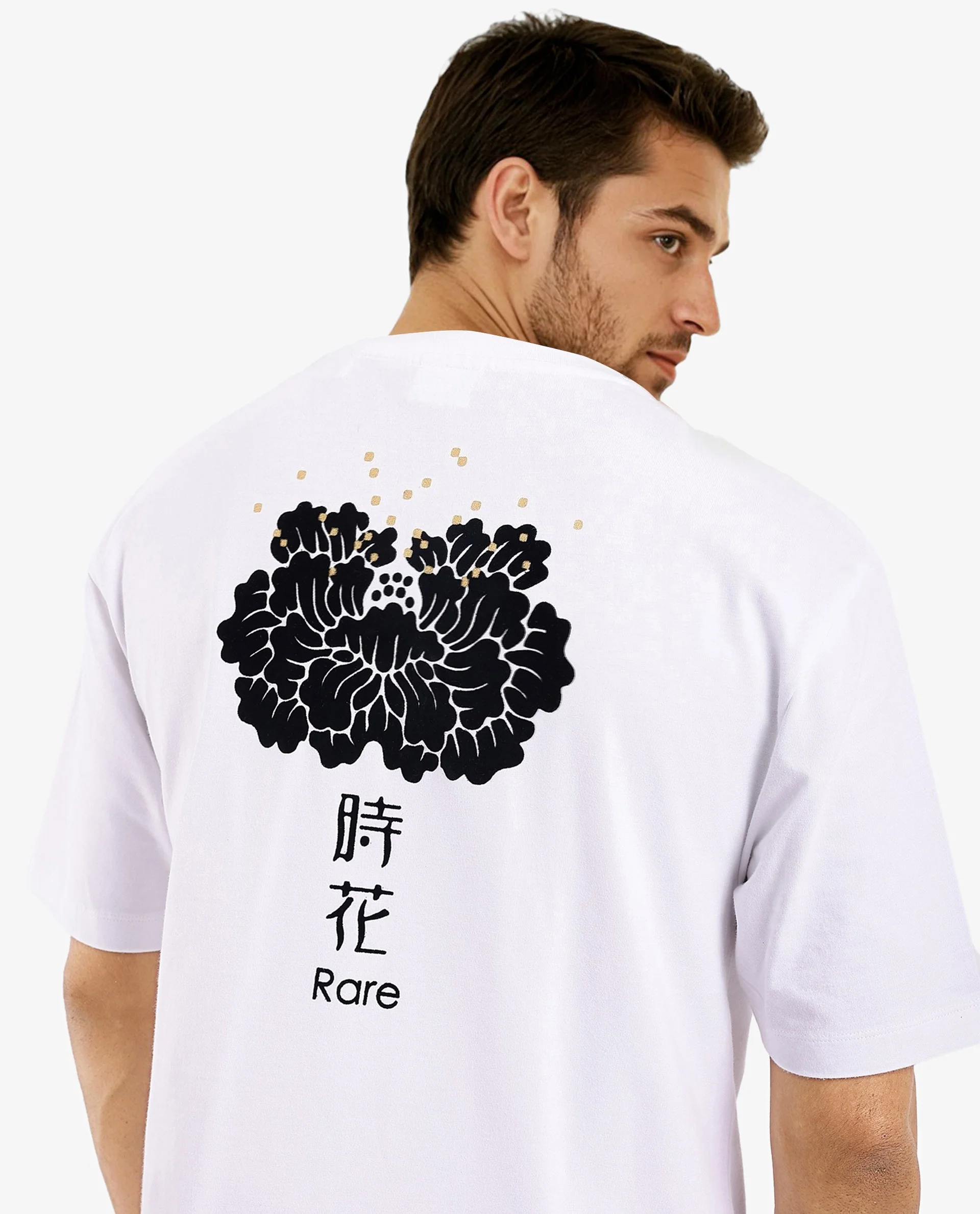Rare Rabbit Men's Jika White Cotton Graphic Print Oversized Fit Half Sleeve Crew Neck T-Shirt - Image 2