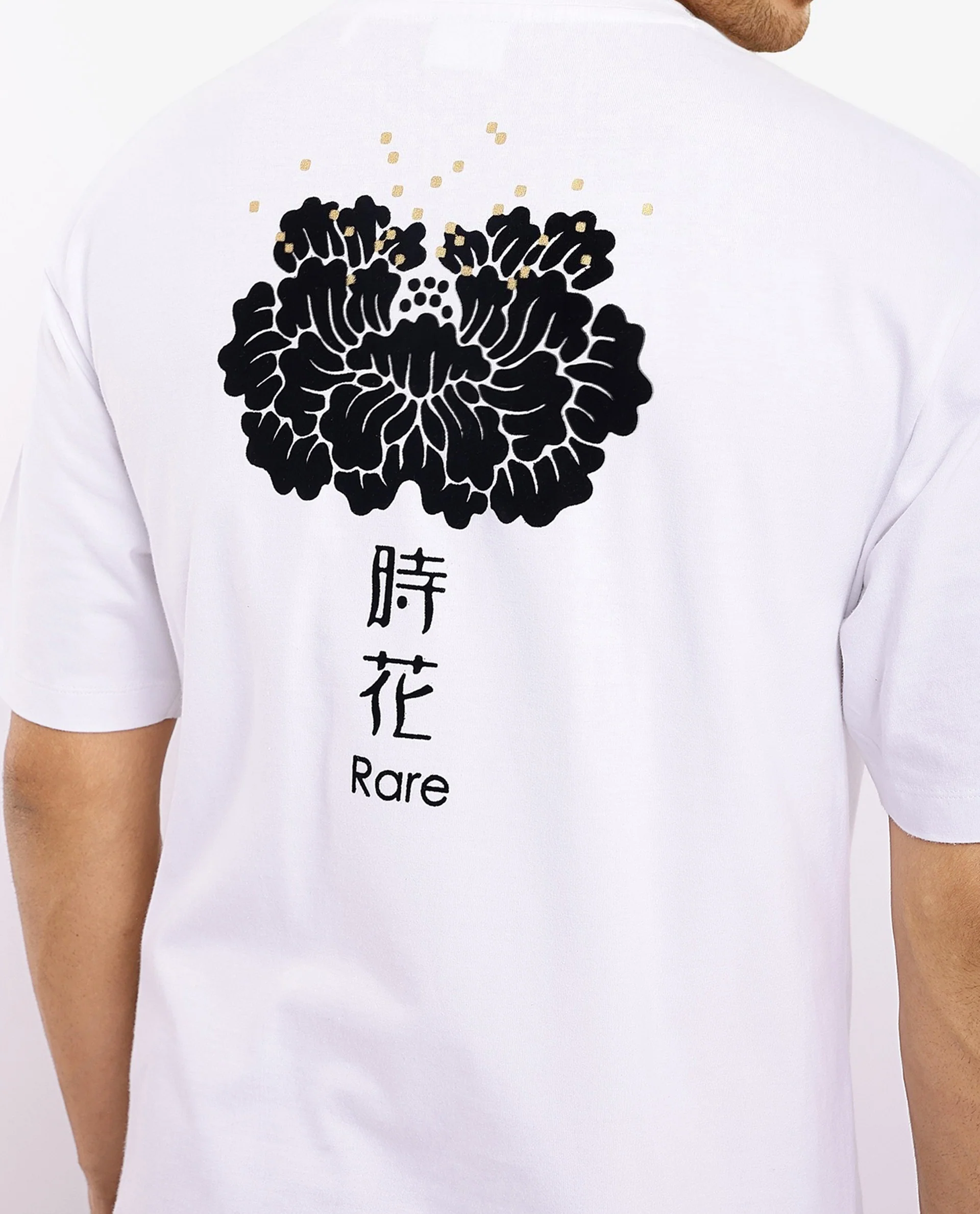 Rare Rabbit Men's Jika White Cotton Graphic Print Oversized Fit Half Sleeve Crew Neck T-Shirt - Image 4