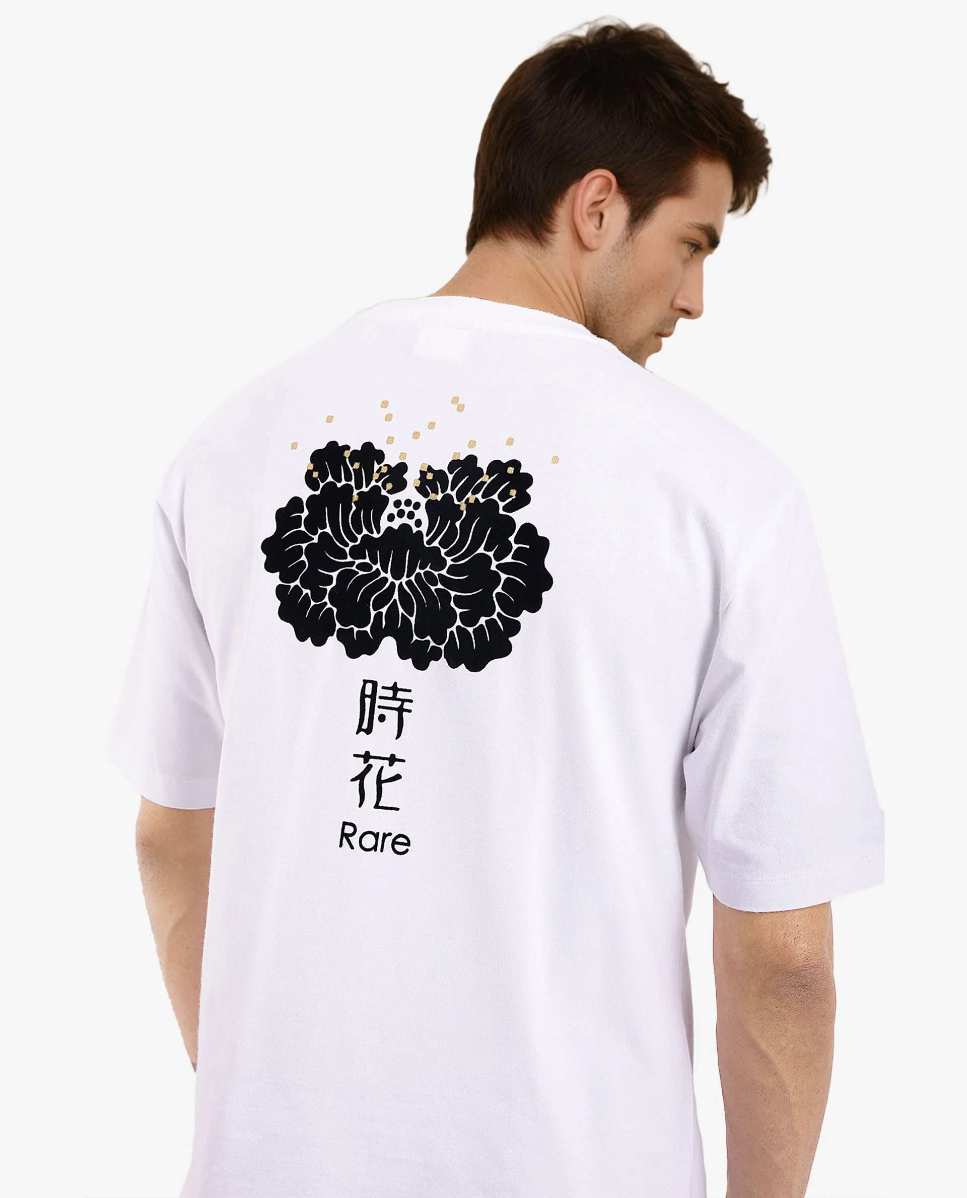 Rare Rabbit Men's Jika White Cotton Graphic Print Oversized Fit Half Sleeve Crew Neck T-Shirt - Image 7
