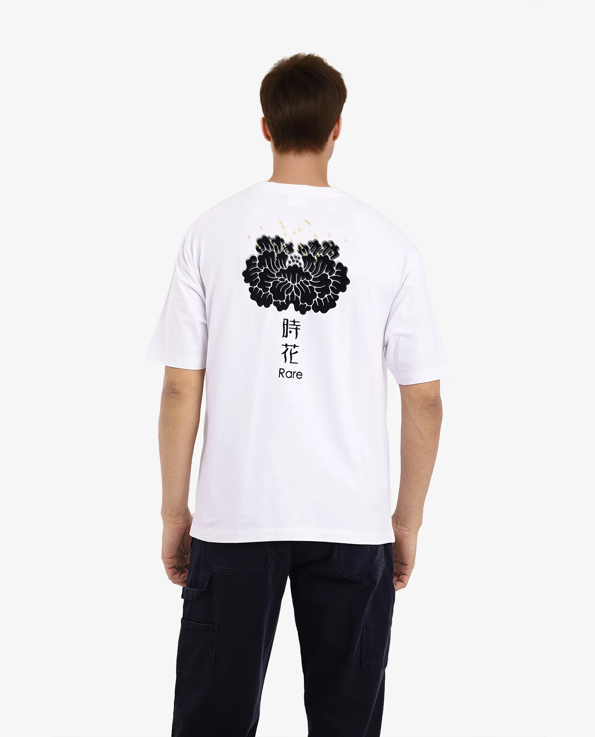 Rare Rabbit Men's Jika White Cotton Graphic Print Oversized Fit Half Sleeve Crew Neck T-Shirt - Image 9