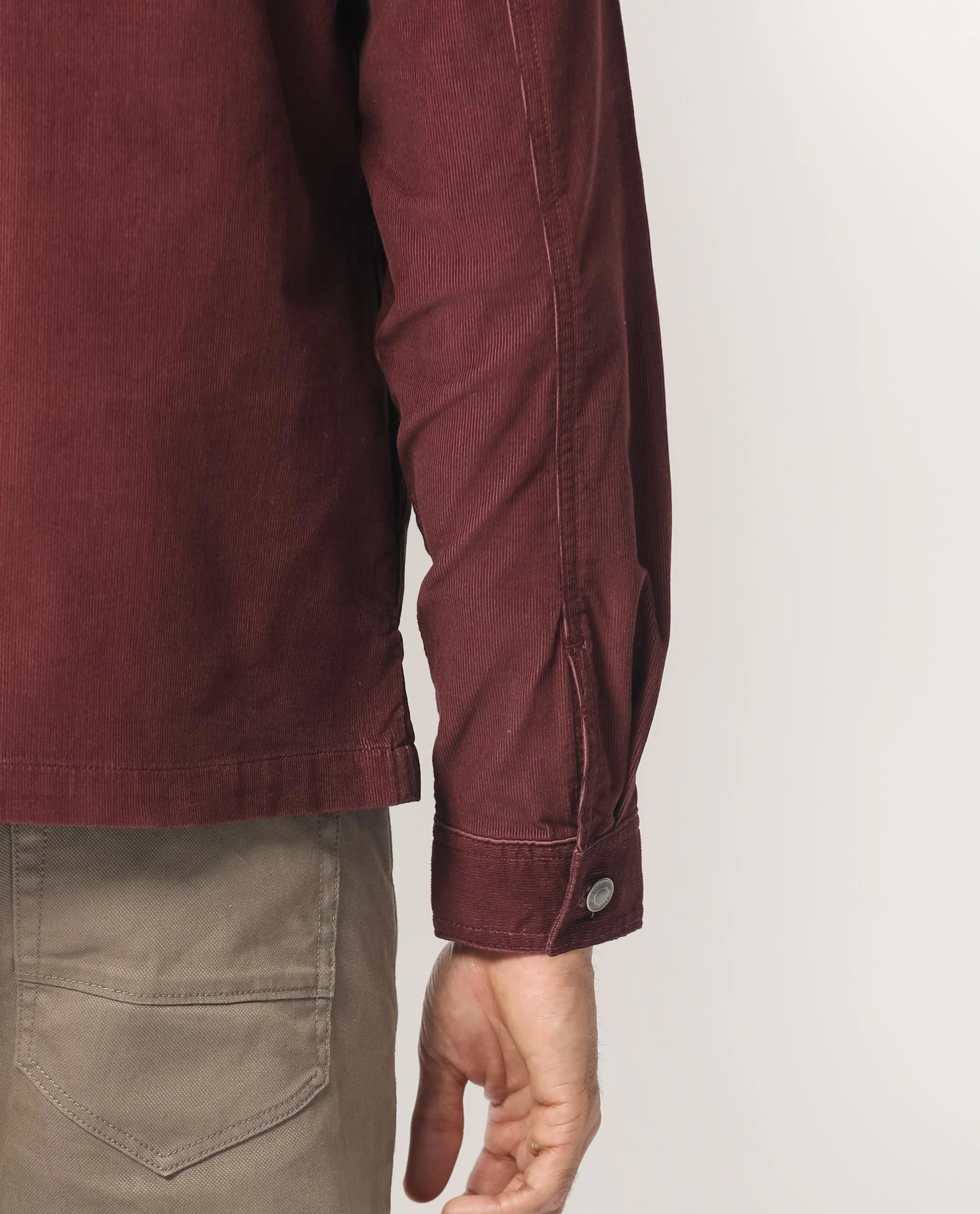 Rare Rabbit Men's Jilin Dark Maroon Cotton Plain Relaxed Fit Full Sleeve Collared Shacket - Image 4
