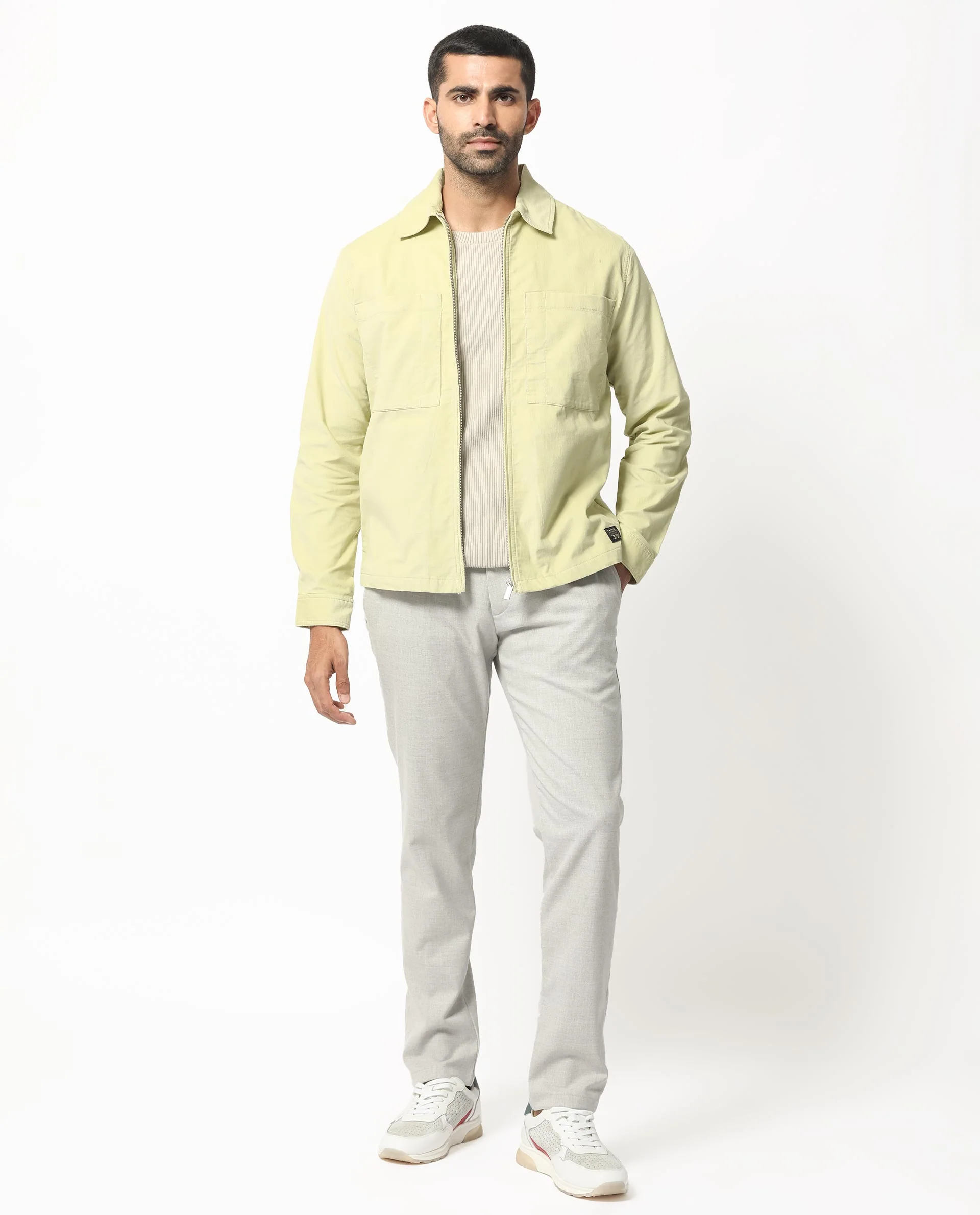 Rare Rabbit Men's Jilin Pastel Green Cotton Plain Relaxed Fit Full Sleeve Collared Shacket - Image 4