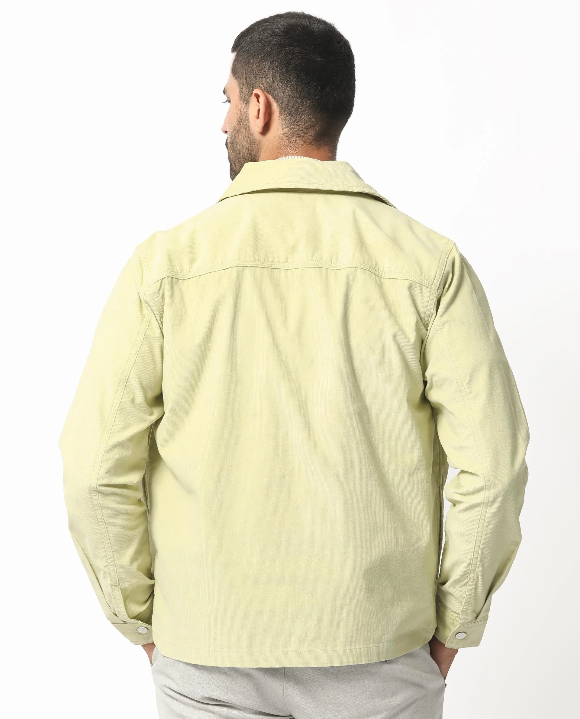 Rare Rabbit Men's Jilin Pastel Green Cotton Plain Relaxed Fit Full Sleeve Collared Shacket - Image 9