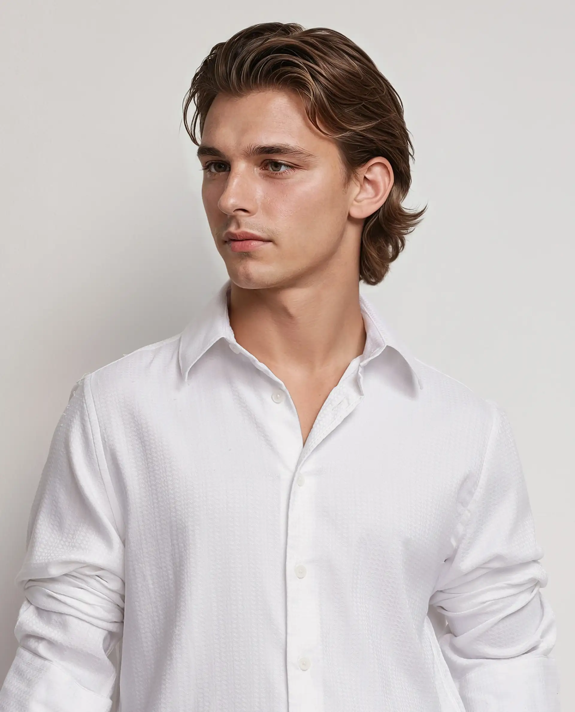 Rare Rabbit Men's Jin White Viscose Plain Regular Fit Full Sleeve Collared Shirt - Image 7