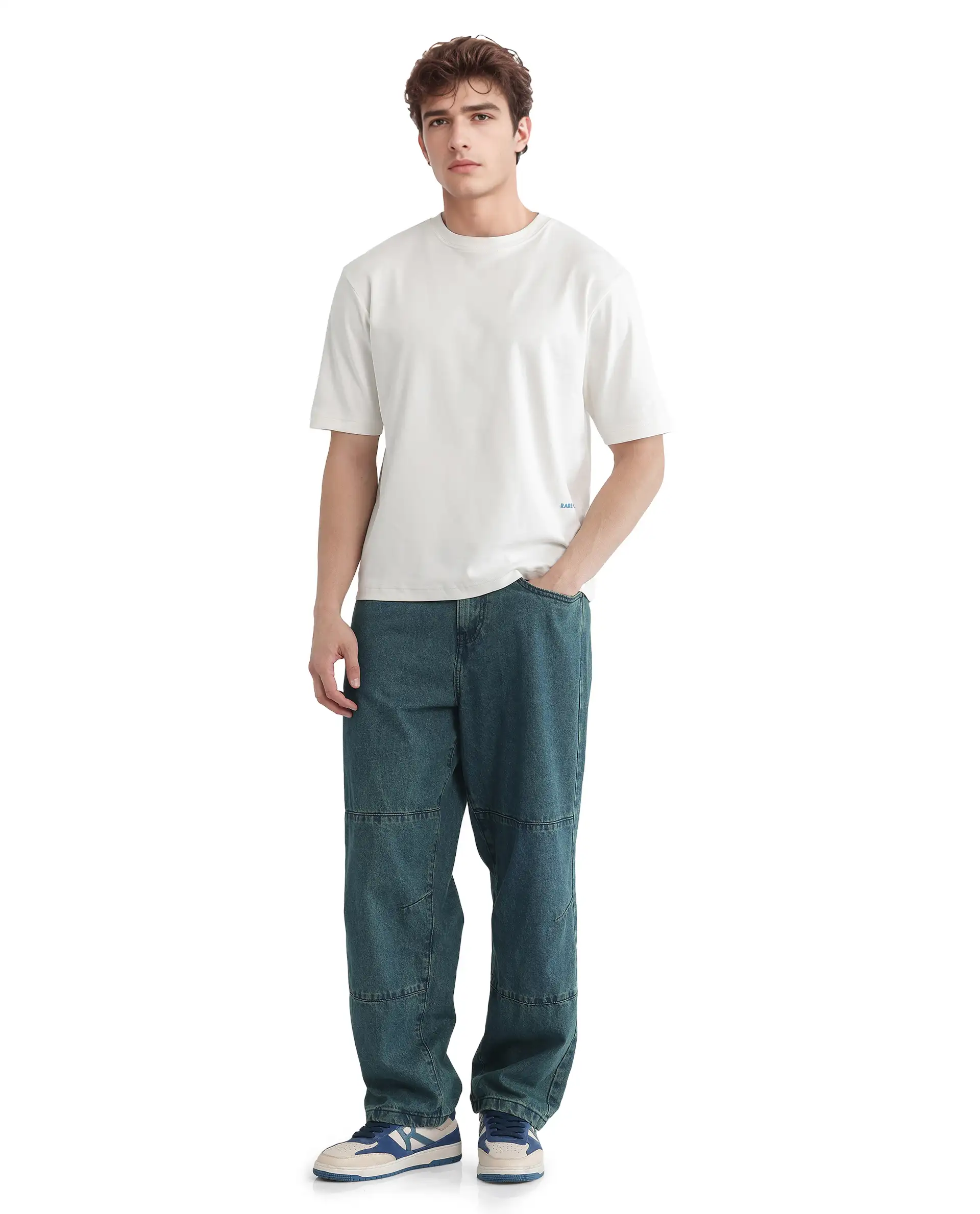 Rare Rabbit Men's Jino Off White Cotton Graphic Print Qlo Fit Half Sleeve Crew Neck T-Shirt - Image 2
