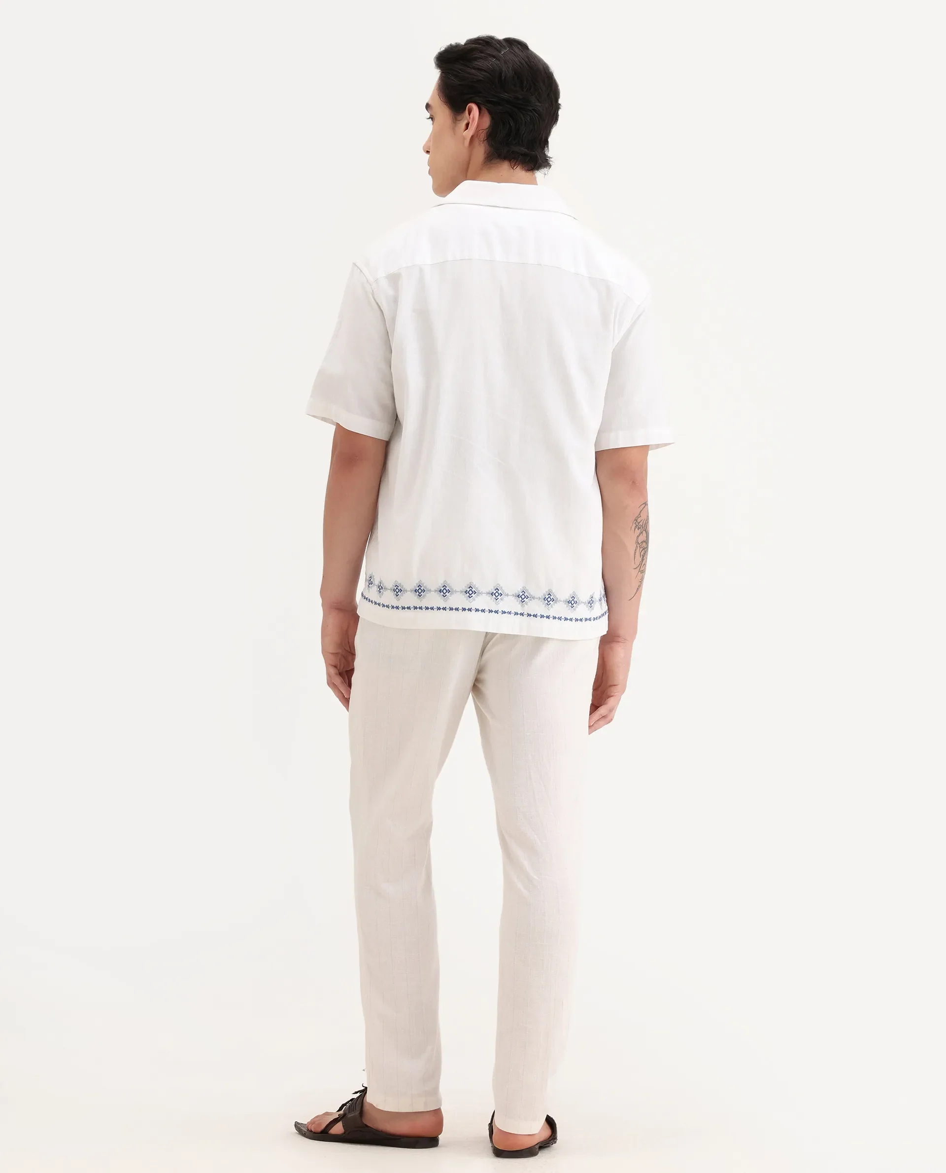 Rare Rabbit Men's Jlo Beige Cotton Blend Plain Relaxed Fit Trouser - Image 9