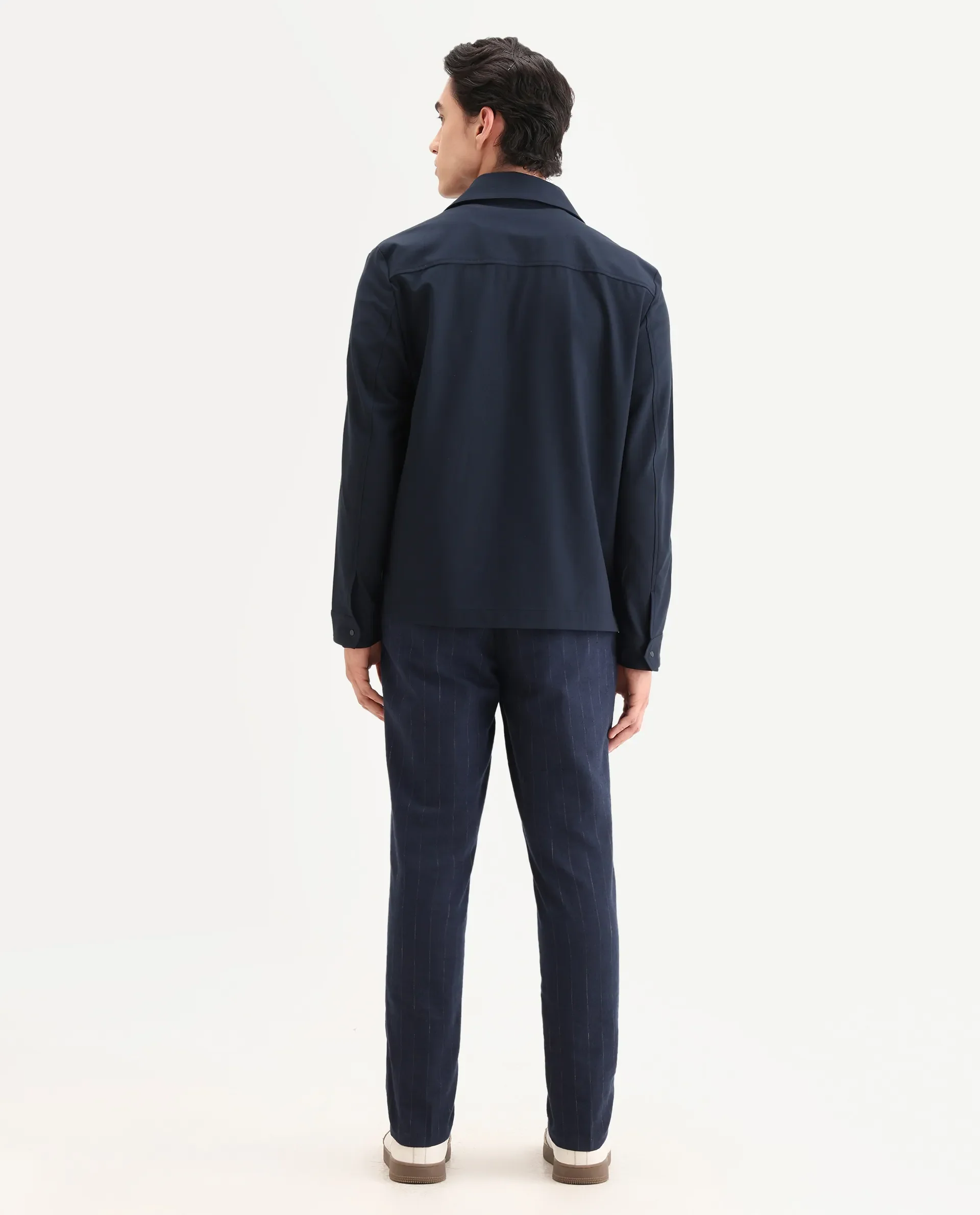 Rare Rabbit Men's Jlo Blue Cotton Blend Striped Print Relaxed Fit Trouser - Image 8