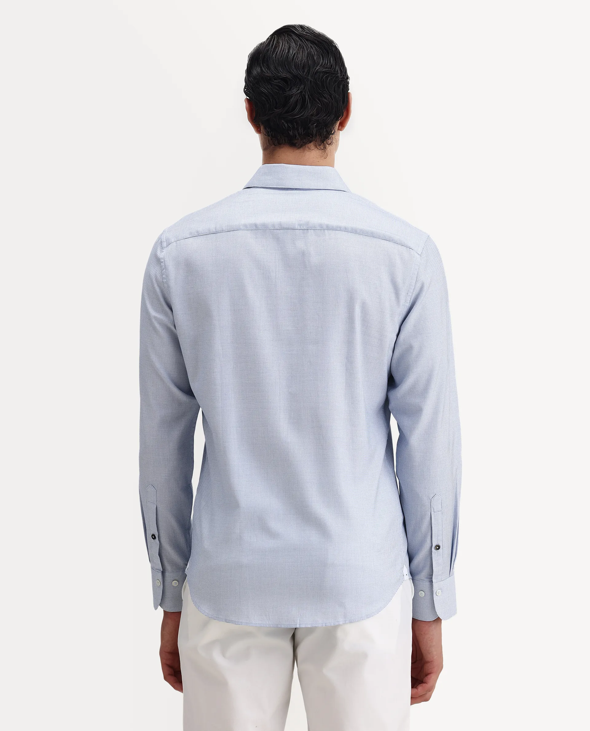 Rare Rabbit Men's Jnby Light Blue Cotton Plain Regular Fit Full Sleeve Collared Shirt - Image 7