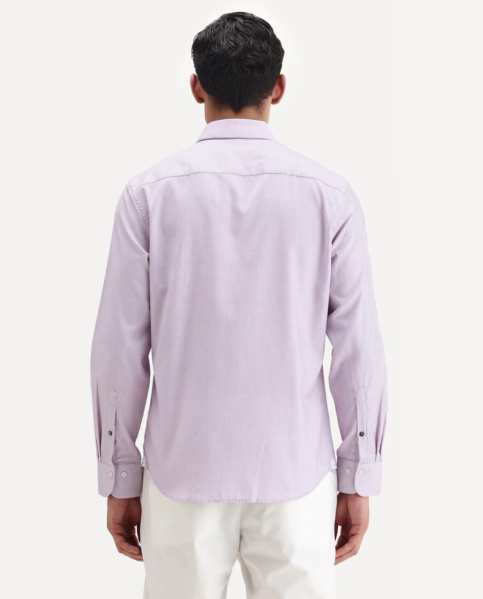 Rare Rabbit Men's Jnby Light Pink Cotton Plain Regular Fit Full Sleeve Collared Shirt - Image 7
