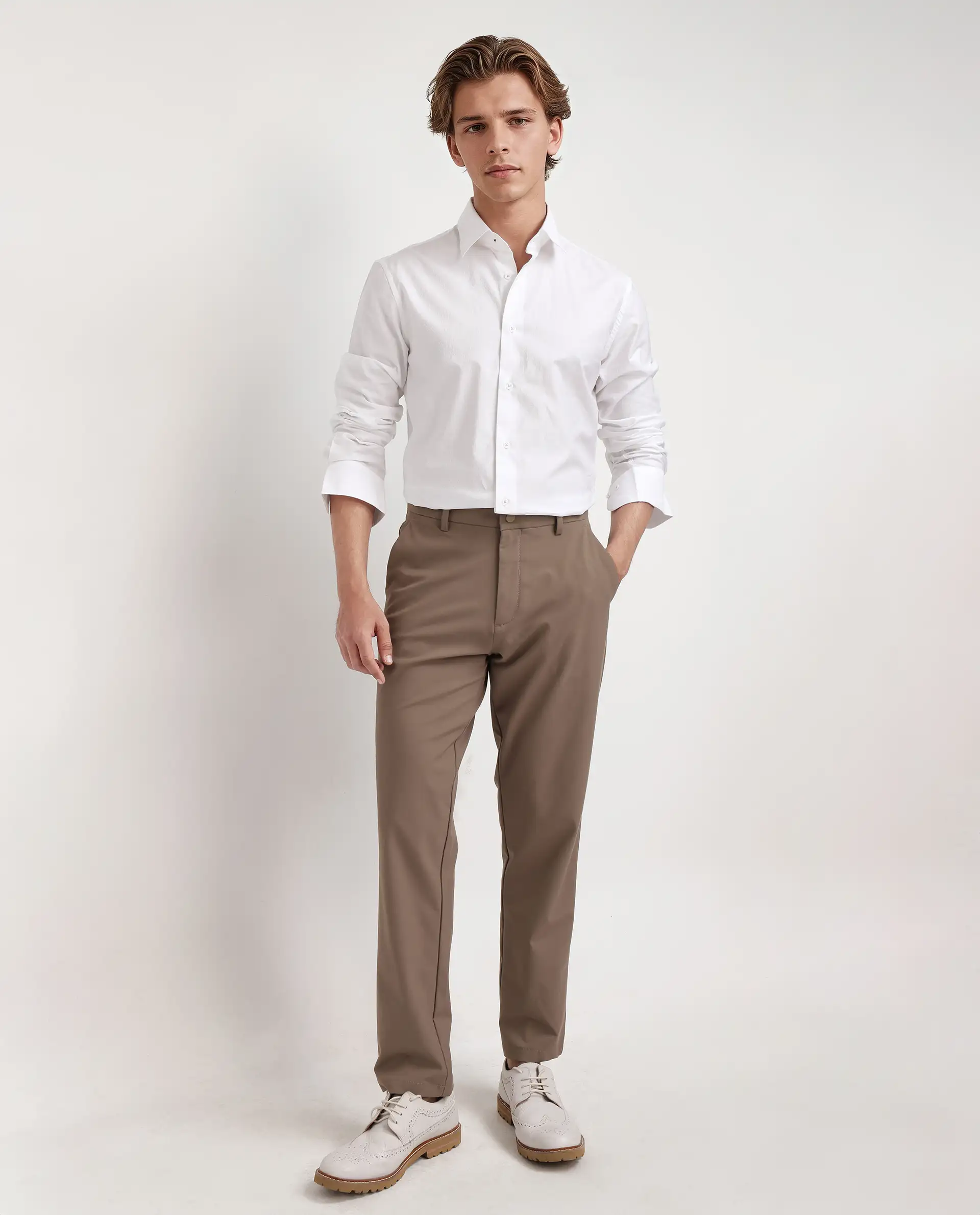 Rare Rabbit Men's Joan White Cotton Plain Regular Fit Full Sleeve Collared Shirt - Image 7