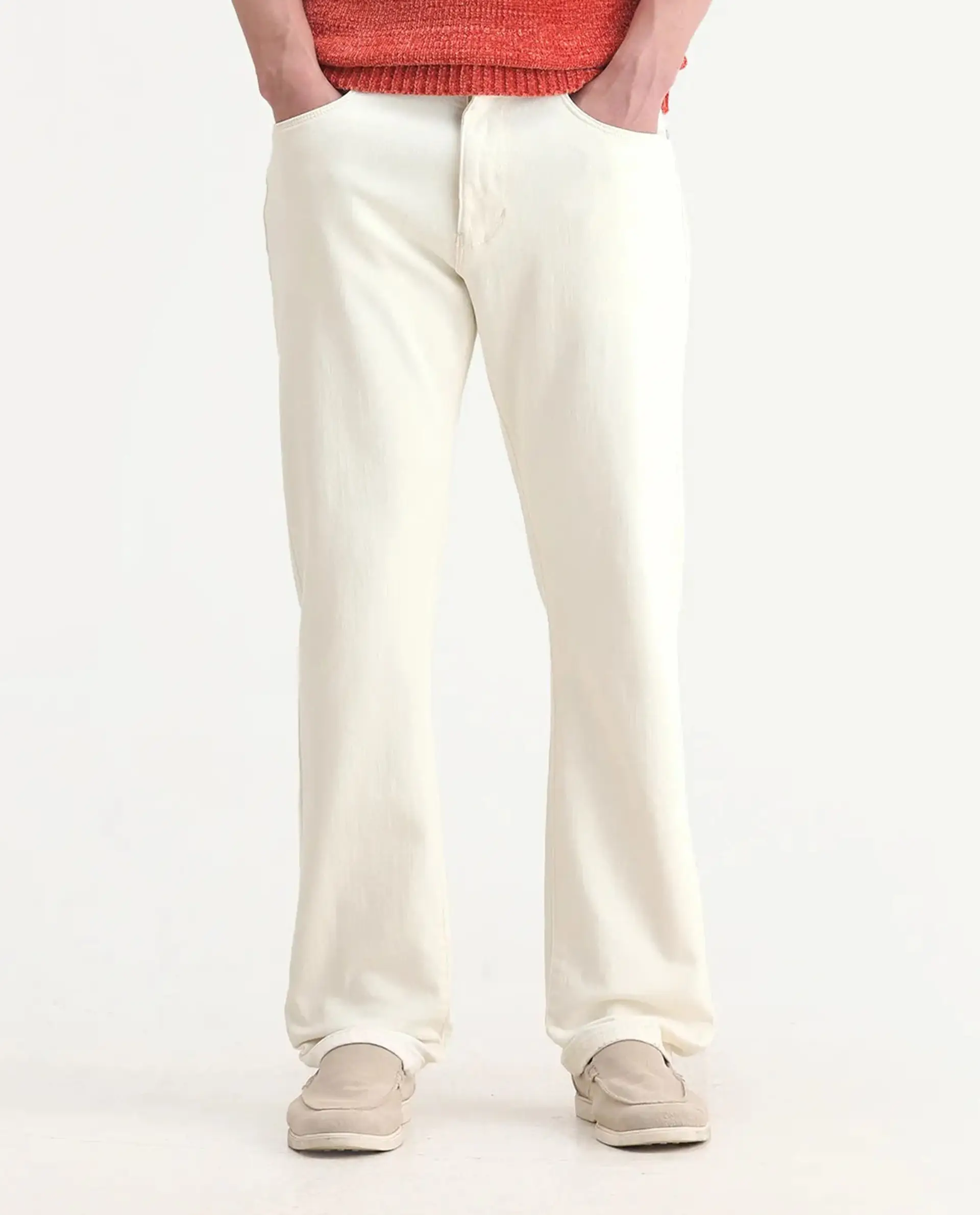 Rare Rabbit Men's Joel-G1 Off White Cotton Blend Fabric Morris Regular Plain Jeans - Image 5