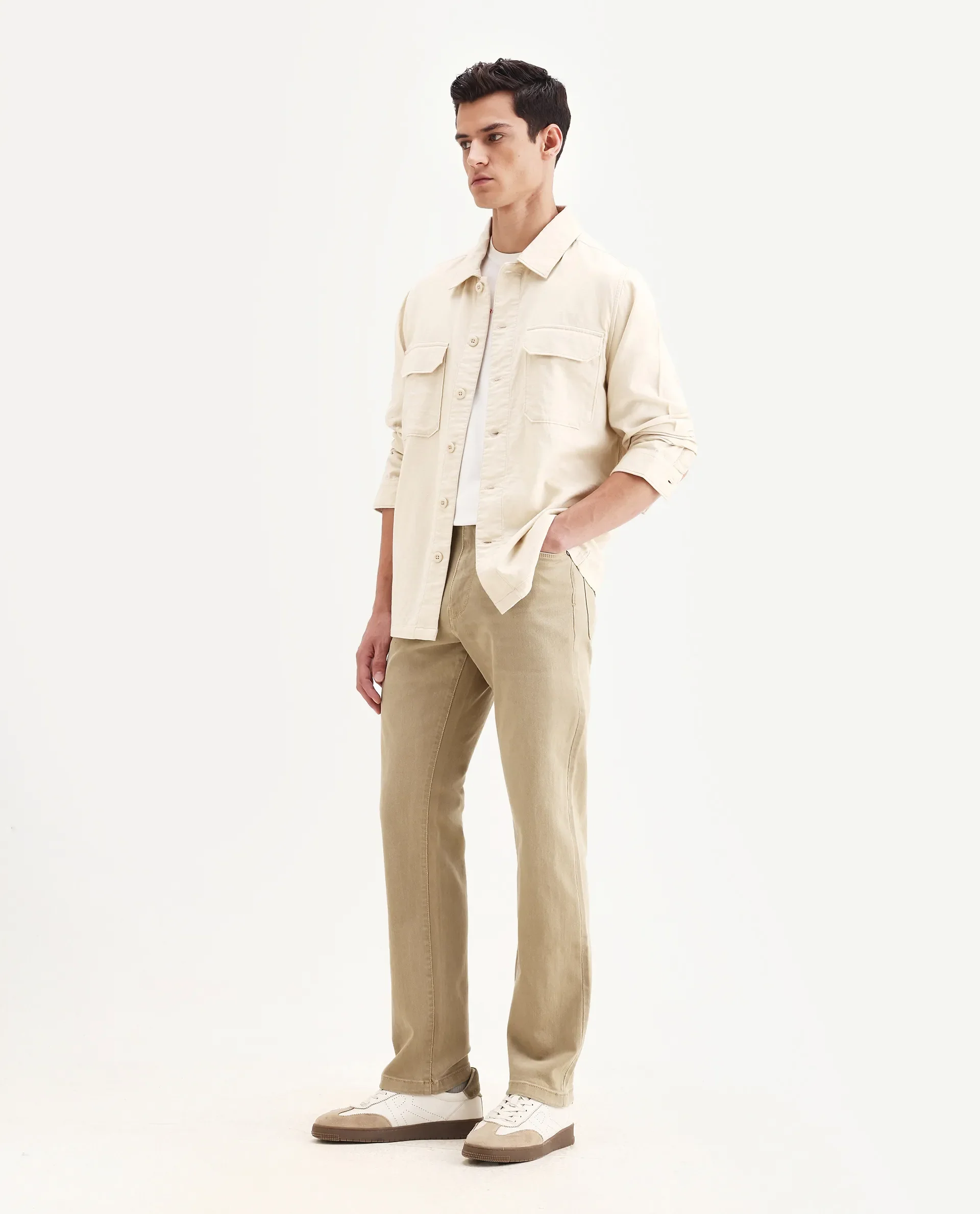 Rare Rabbit Men's Joel-G2 Khaki Cotton Blend Fabric Morris Regular Plain Jeans - Image 6