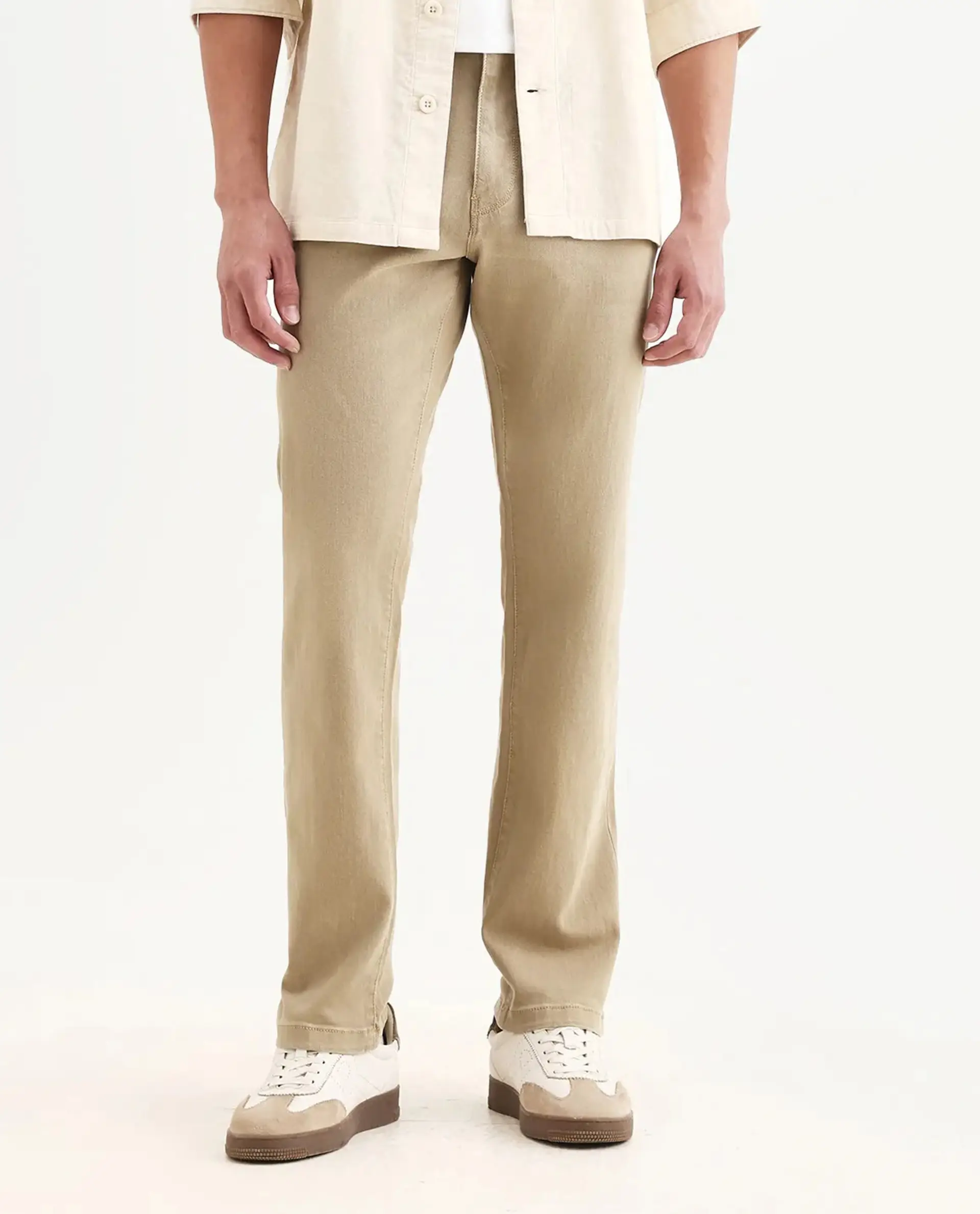 Rare Rabbit Men's Joel-G2 Khaki Cotton Blend Fabric Morris Regular Plain Jeans - Image 9