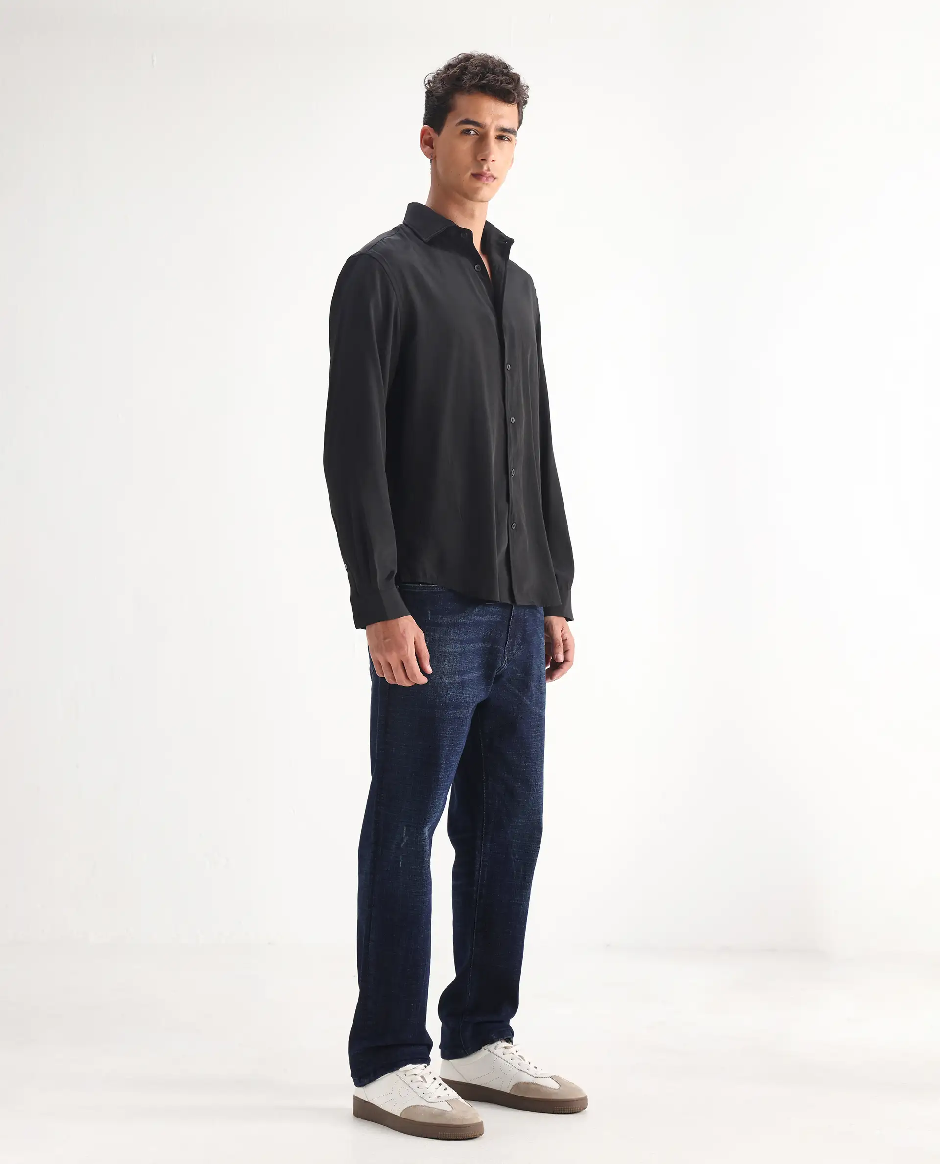 Rare Rabbit Men's Jogg Dark Blue Cotton Blend Plain Morris Regular Fit Jeans - Image 3