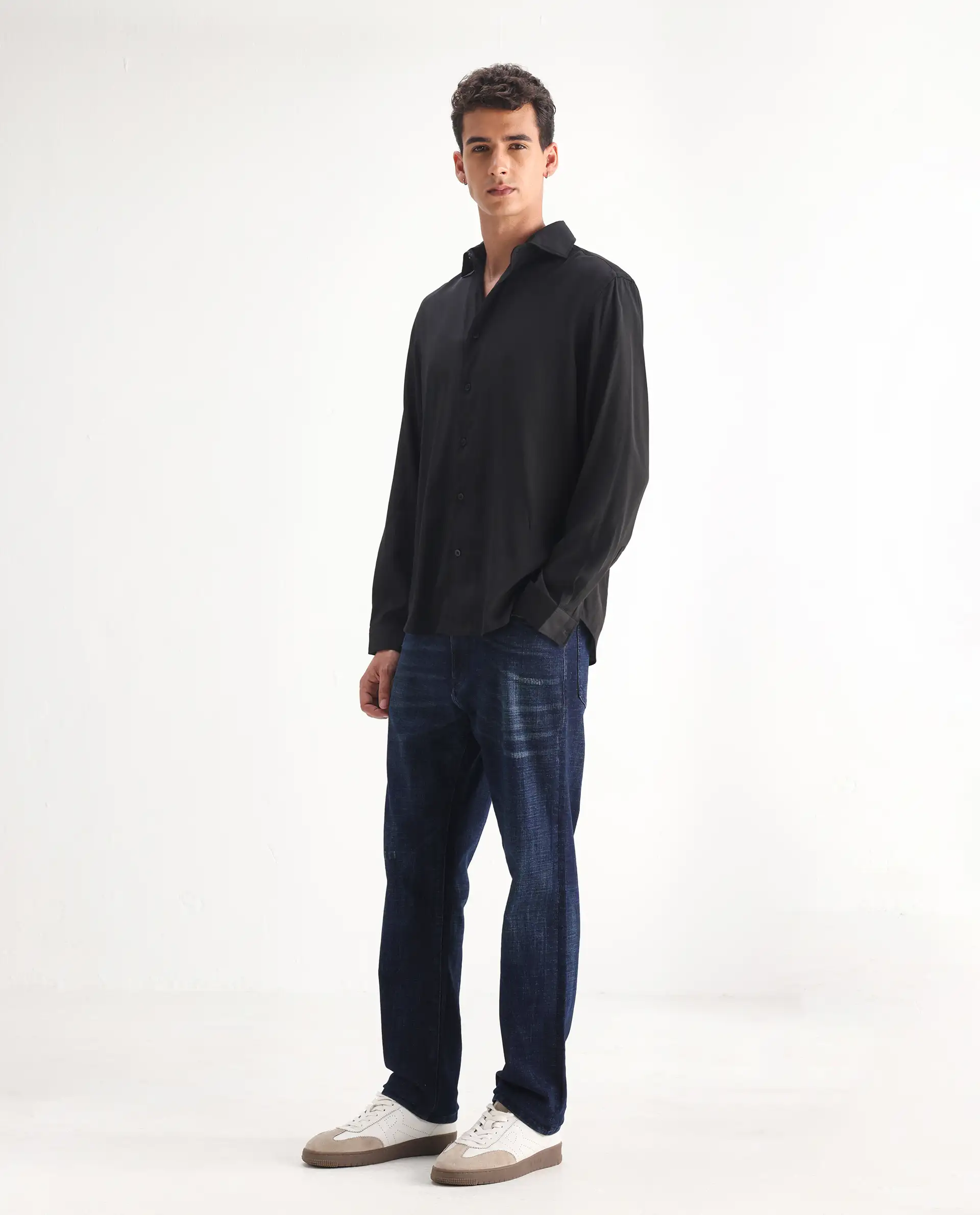 Rare Rabbit Men's Jogg Dark Blue Cotton Blend Plain Morris Regular Fit Jeans - Image 6